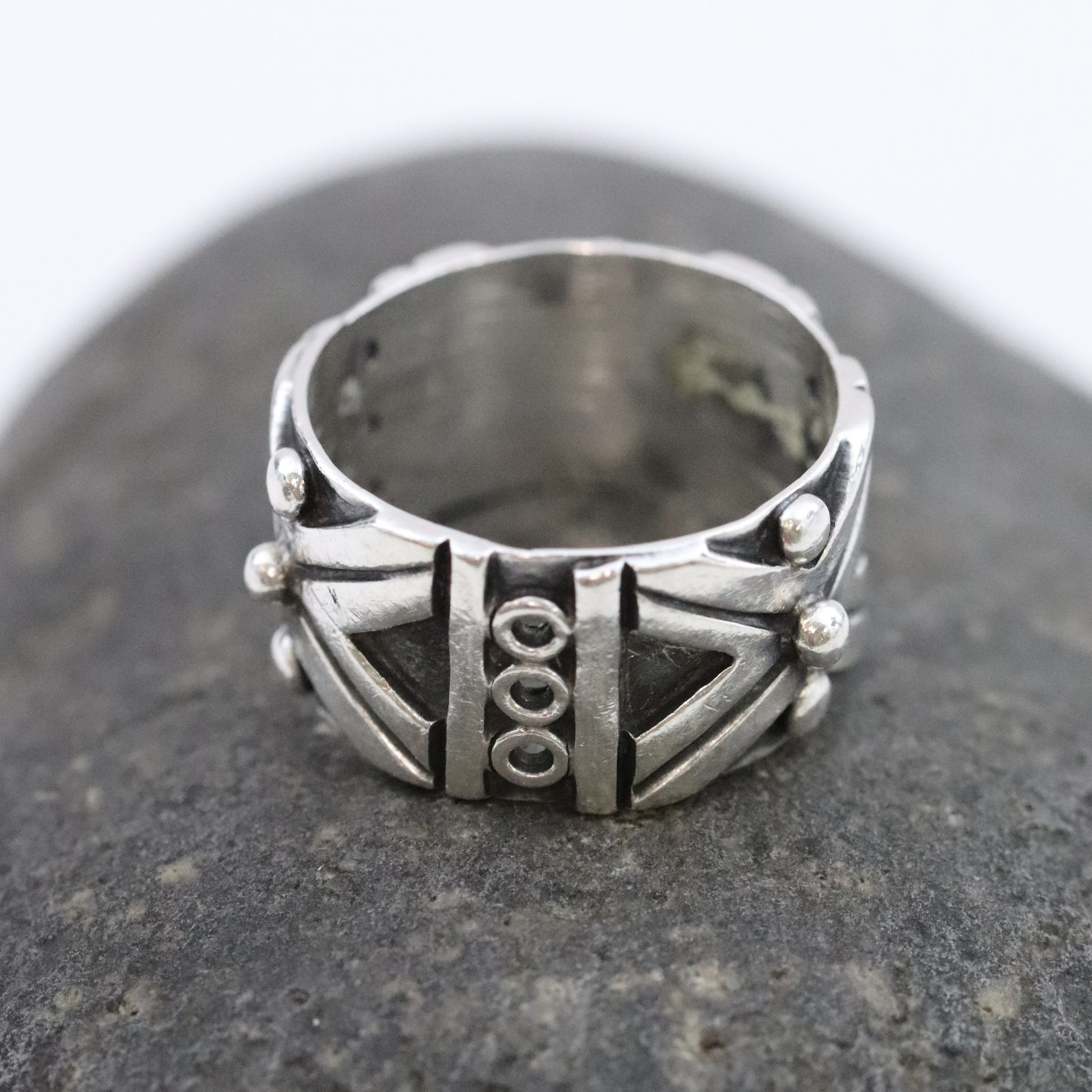 Vintage Taxco Silver Mexican Jewelry | Patterned Handcrafted Band Ring