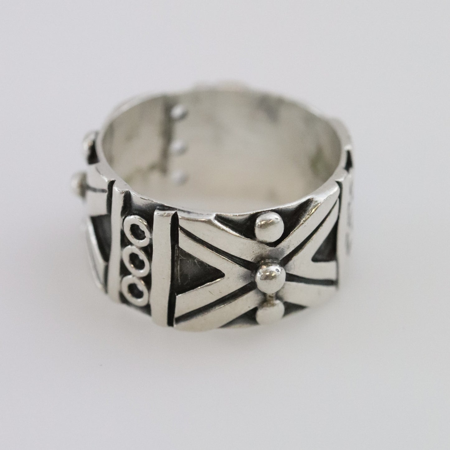 Vintage Taxco Silver Mexican Jewelry | Patterned Handcrafted Band Ring
