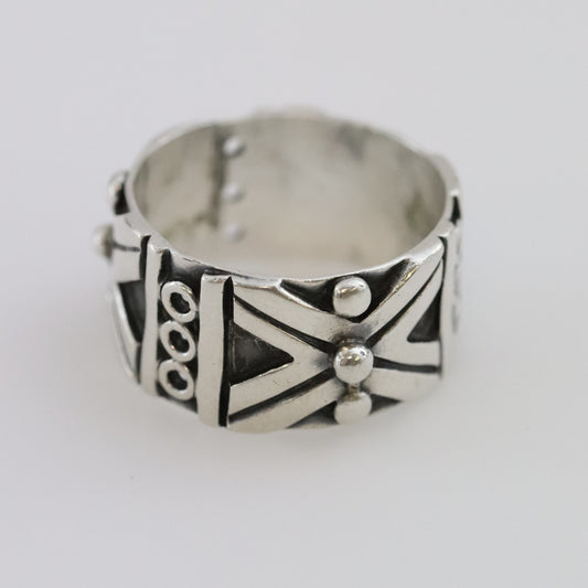 Vintage Taxco Silver Mexican Jewelry | Patterned Handcrafted Band Ring