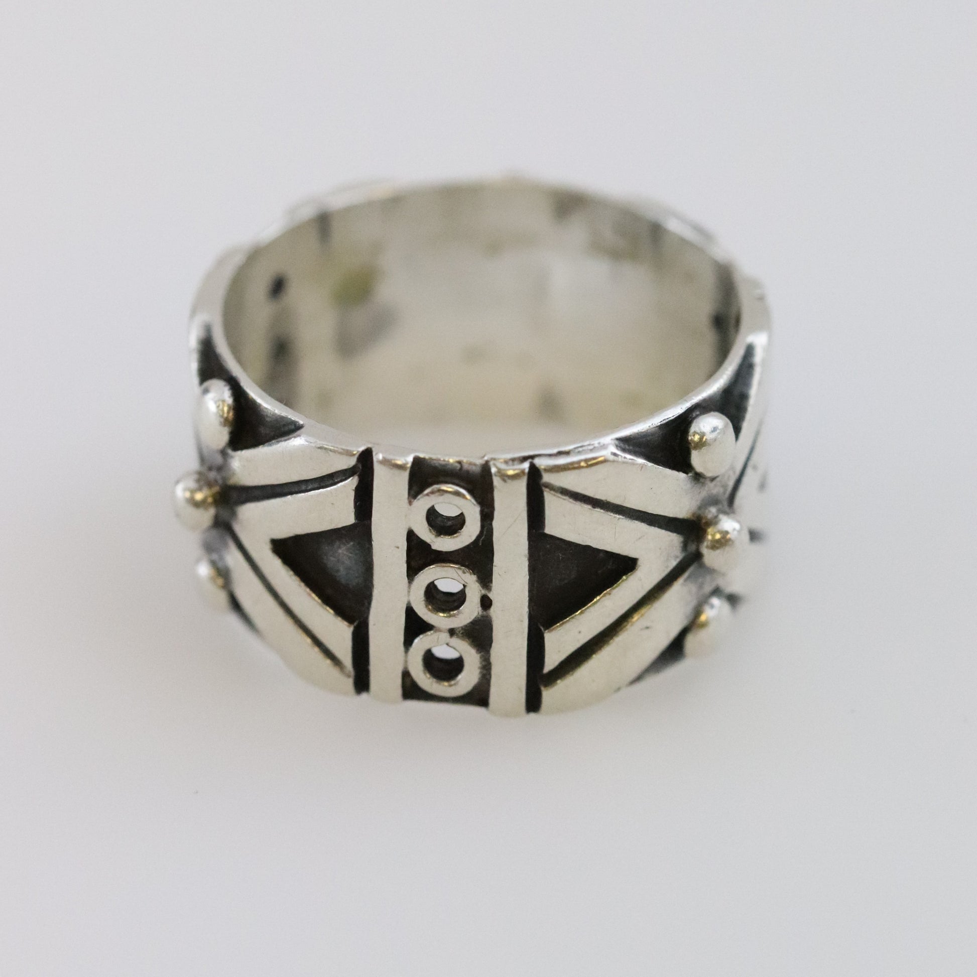 Vintage Taxco Silver Mexican Jewelry | Patterned Handcrafted Band Ring