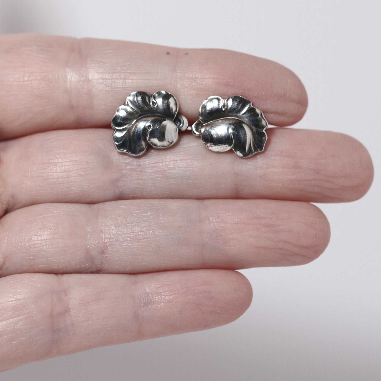 Vintage Georg Jensen Jewelry | Grape Leaf Earrings 50B Denmark