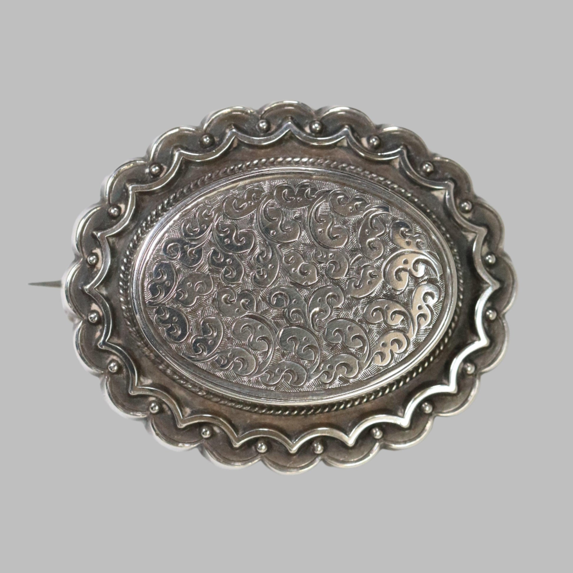 Antique English Silver Jewelry | Victorian Locket Brooch - Carmel FSJ