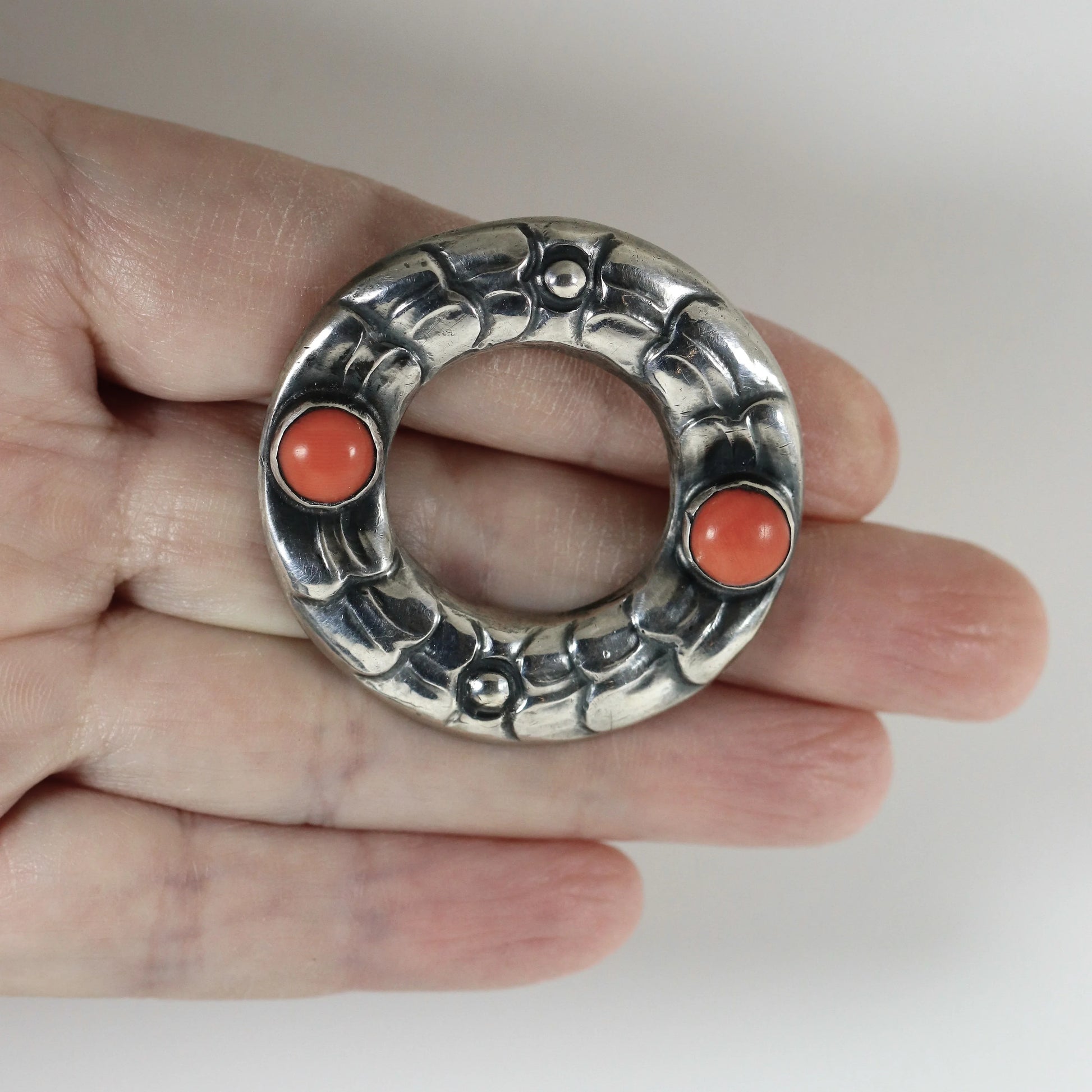 Antique Georg Jensen Jewelry | Early Coral Wreath Art Nouveau Brooch 49 - Carmel Fine Silver Jewelry