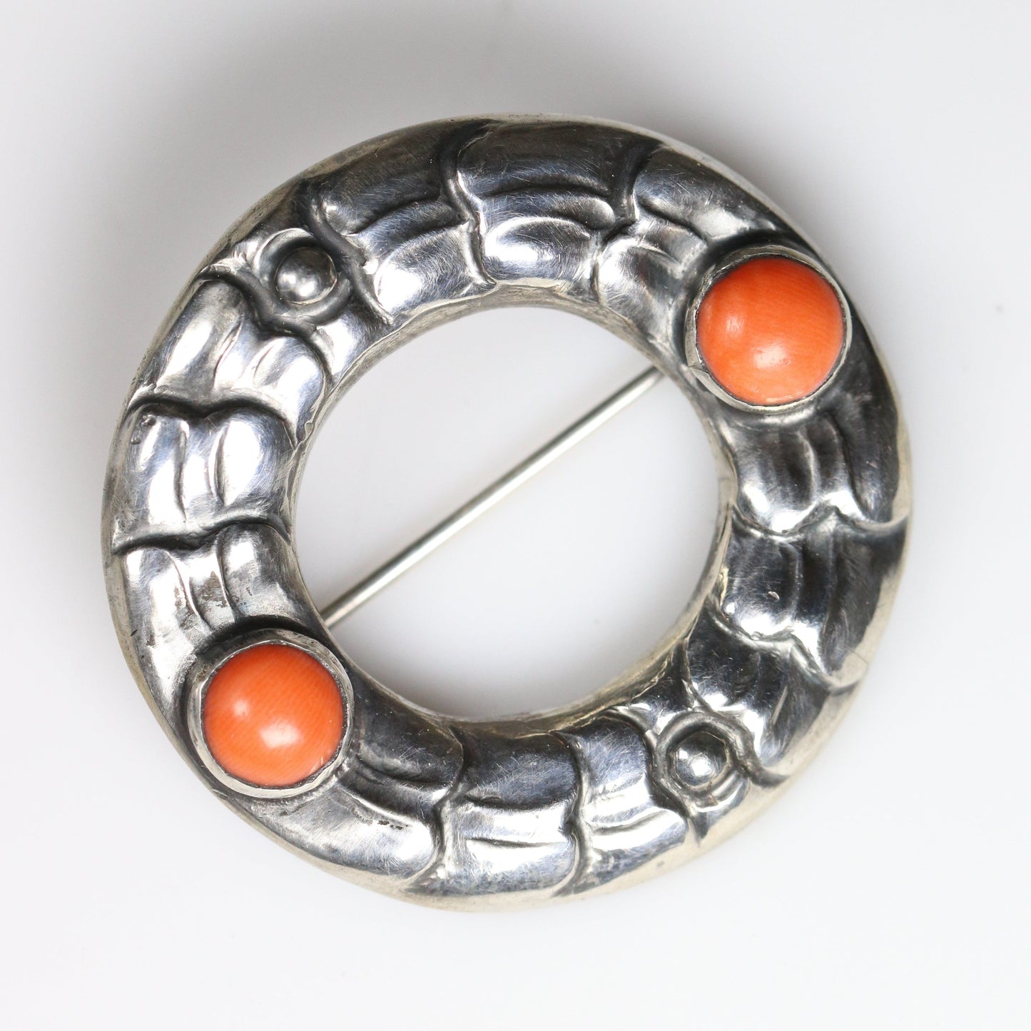 Antique Georg Jensen Jewelry | Early Coral Wreath Art Nouveau Brooch 49 - Carmel FSJ