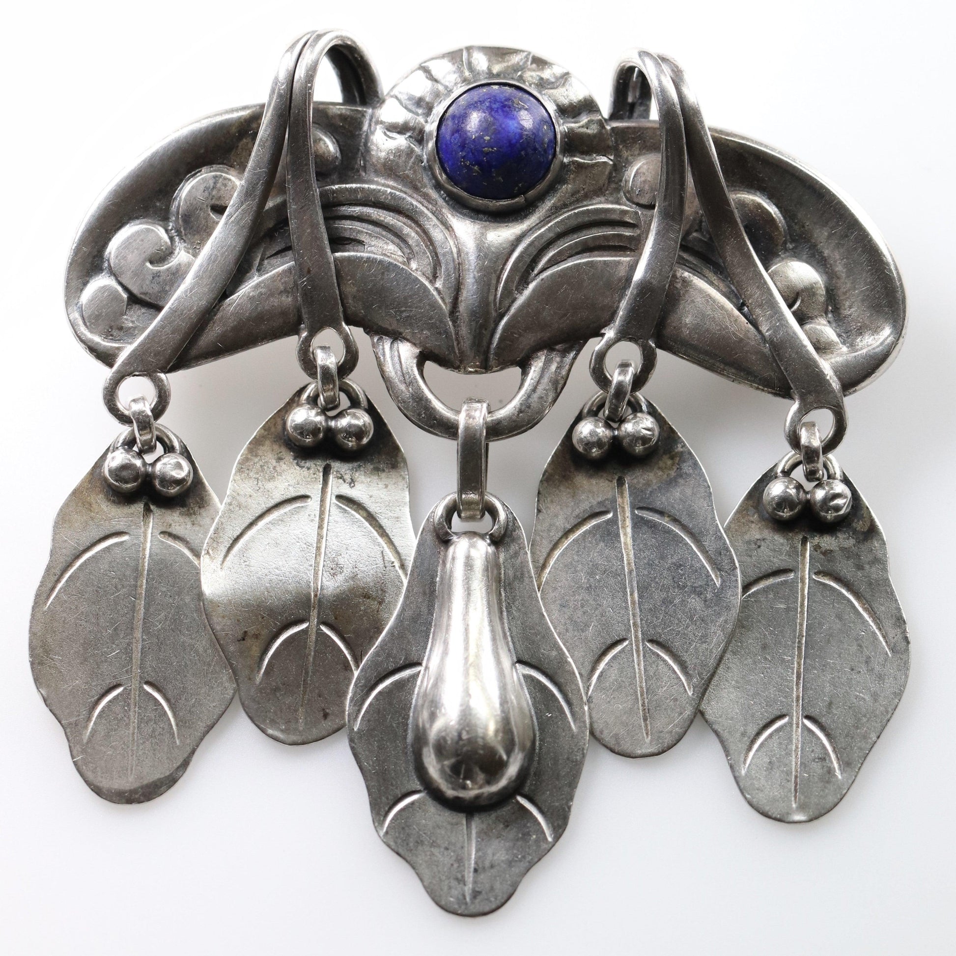 Antique Georg Jensen Jewelry | Early Lapis Lazuli Art Nouveau Brooch 14 - Carmel Fine Silver Jewelry