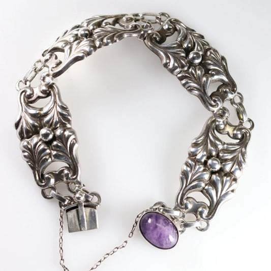 Antique Georg Jensen Jewelry | Rare Amethyst Bracelet 5 - Carmel Fine Silver Jewelry