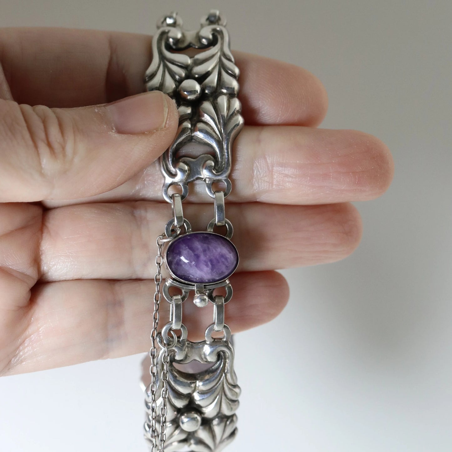 Antique Georg Jensen Jewelry | Rare Amethyst Bracelet 5 - Carmel Fine Silver Jewelry