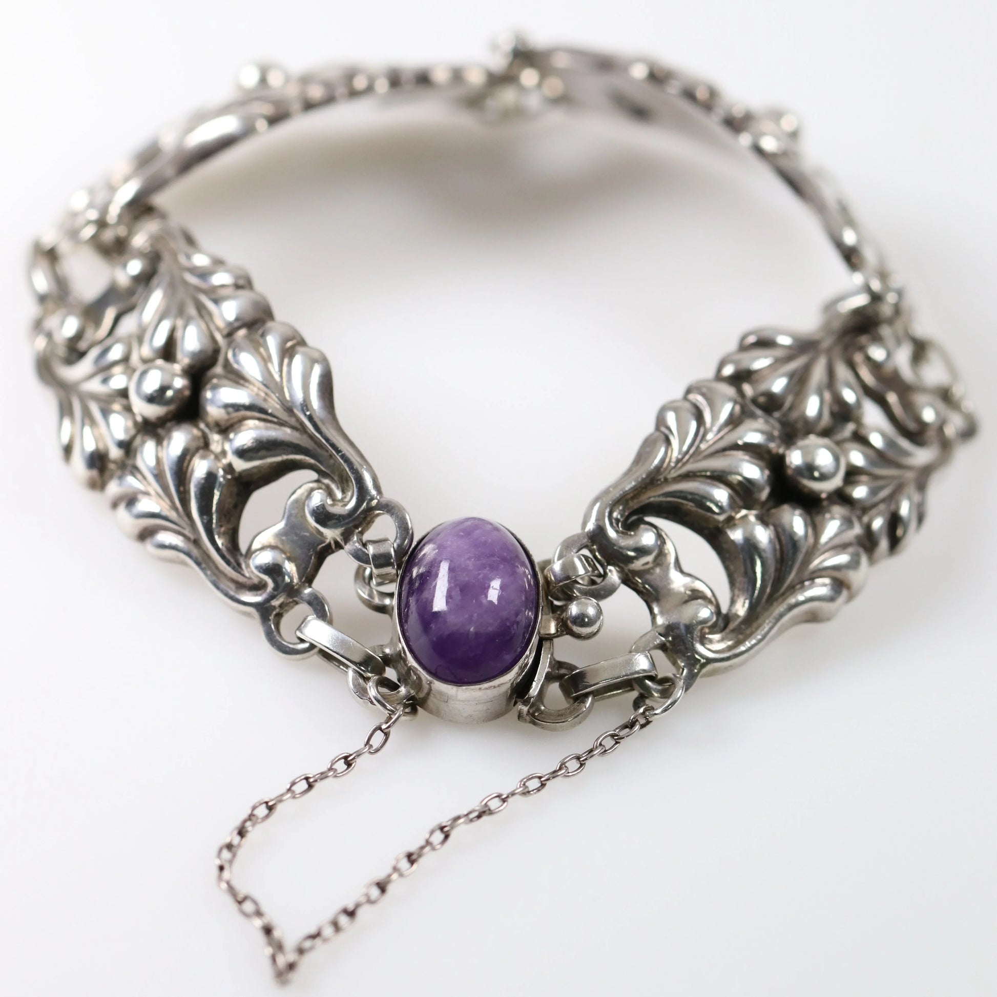 Antique Georg Jensen Jewelry | Rare Amethyst Bracelet 5 - Carmel Fine Silver Jewelry