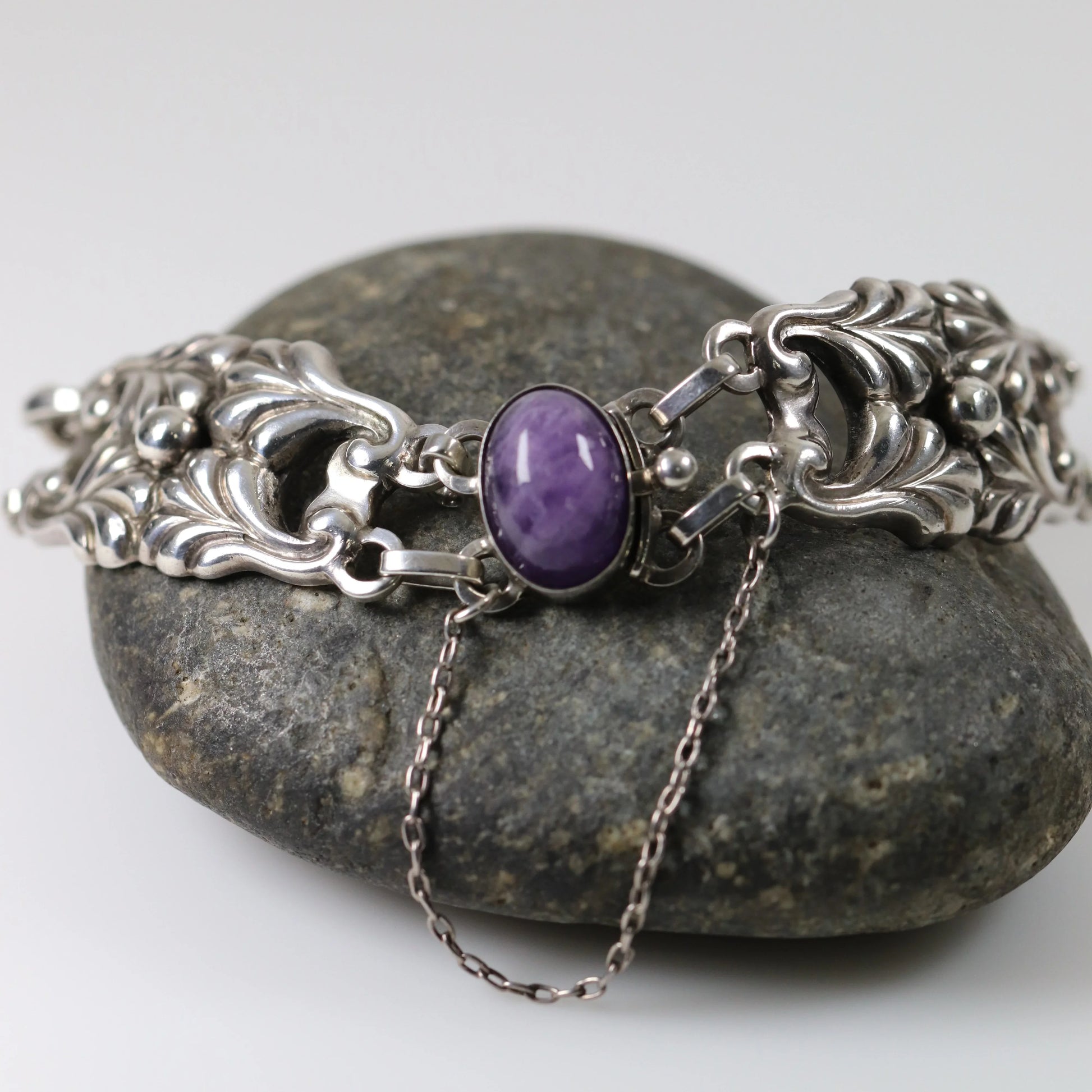 Antique Georg Jensen Jewelry | Rare Amethyst Bracelet 5 - Carmel Fine Silver Jewelry