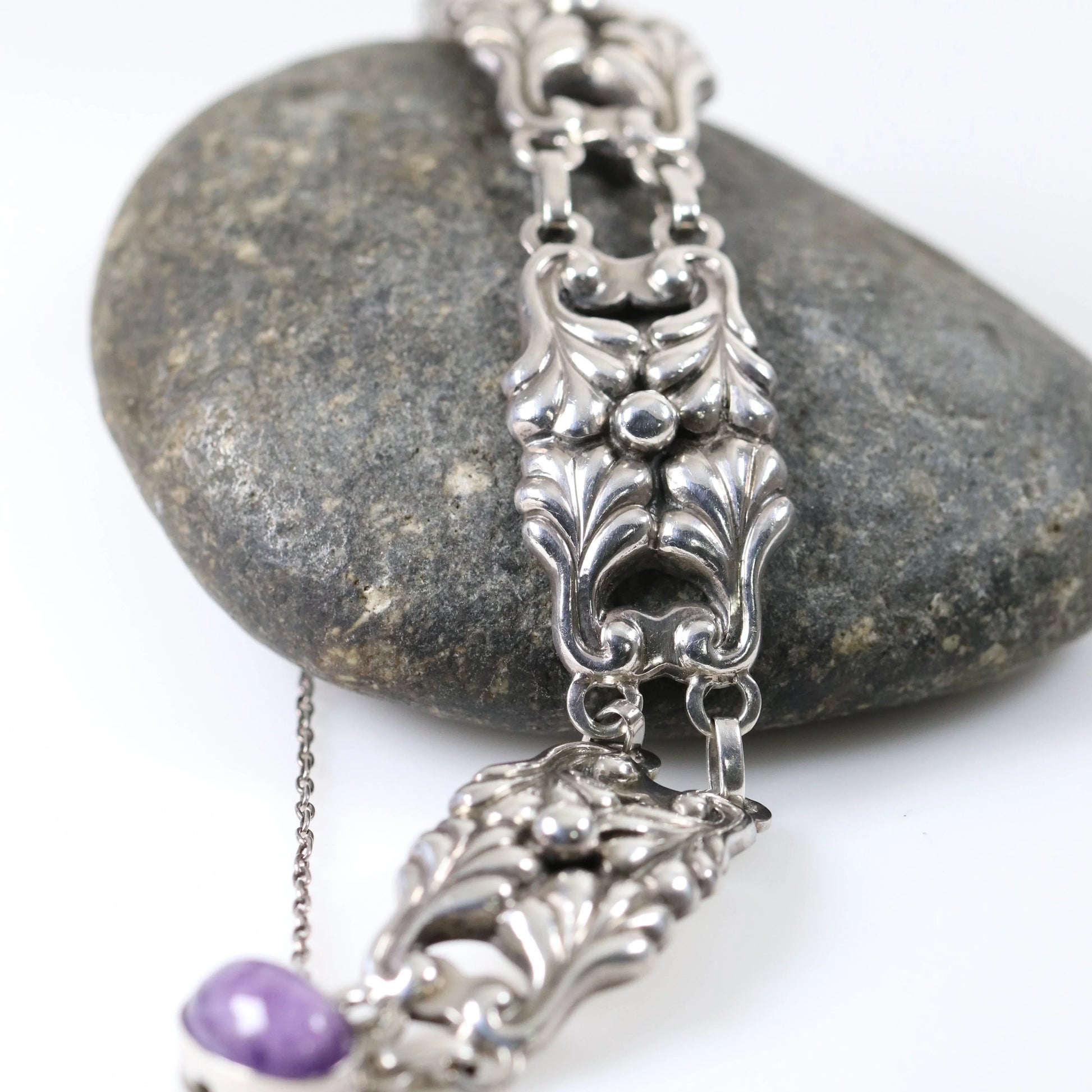 Antique Georg Jensen Jewelry | Rare Amethyst Bracelet 5 - Carmel Fine Silver Jewelry