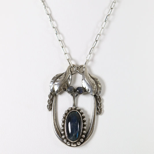 Antique Georg Jensen Jewelry | Rare Labradorite Art Nouveau Necklace 4 - Carmel Fine Silver Jewelry