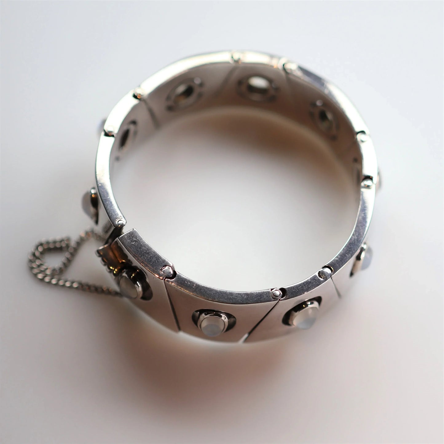 Antonio Pineda Bracelet | Taxco Mid-Century Modernist Moonstone | Vintage 970 Sterling Silver Mexico - Carmel Fine Silver Jewelry