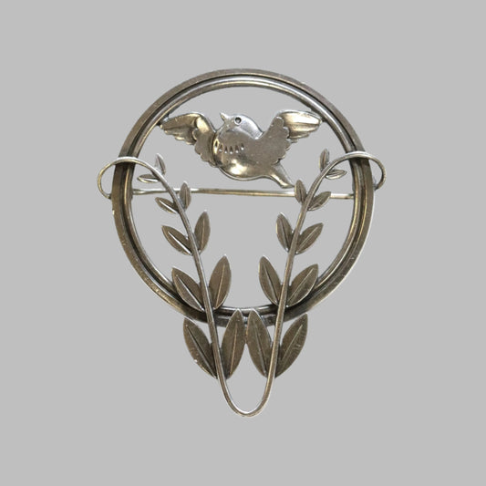 Georg Jensen Jewelry | Chubby Bird and Vine Brooch 258 - Carmel Fine Silver Jewelry