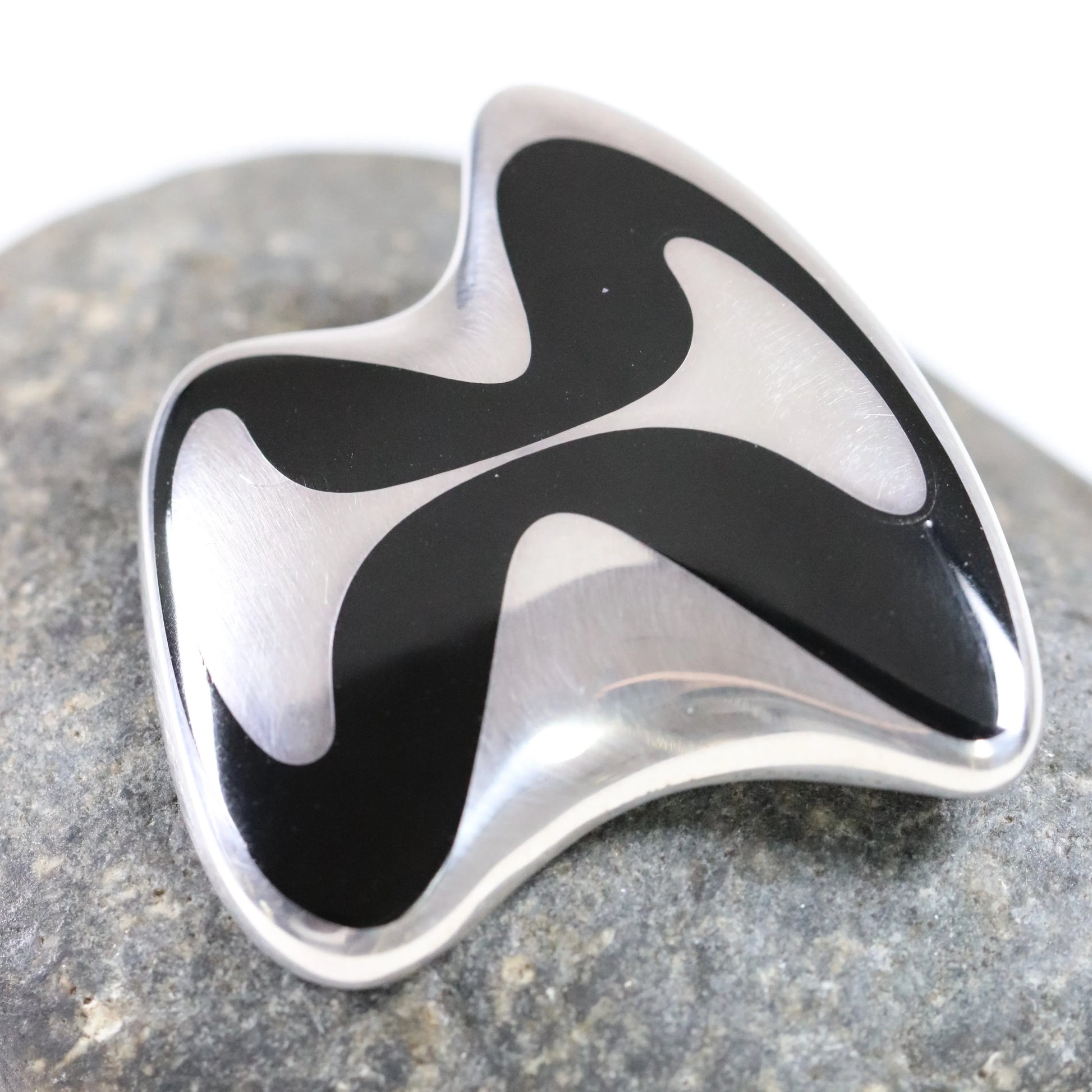 Georg Jensen Jewelry | Enamel Modernist Pin Silver Vintage Brooch 315 - Carmel Fine Silver Jewelry