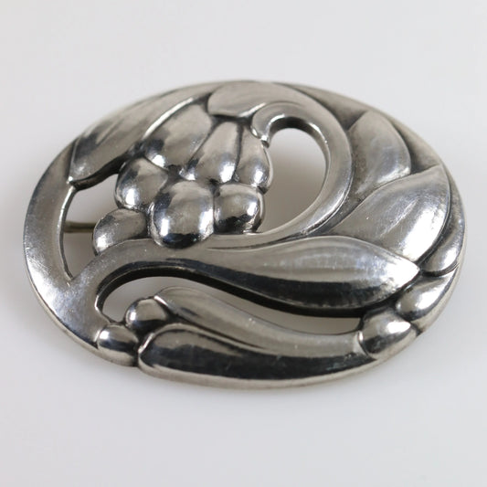 Georg Jensen Jewelry | Foliate Ginger Blossom Art Nouveau Silver Vintage Brooch 65 - Carmel Fine Silver Jewelry