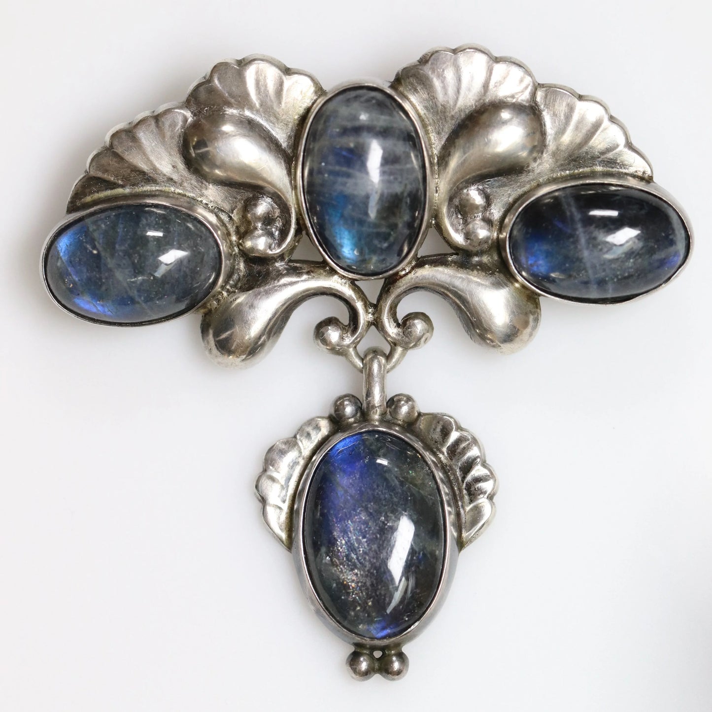 Georg Jensen Jewelry | Labradorite Art Nouveau Silver Vintage Brooch 152 - Carmel Fine Silver Jewelry