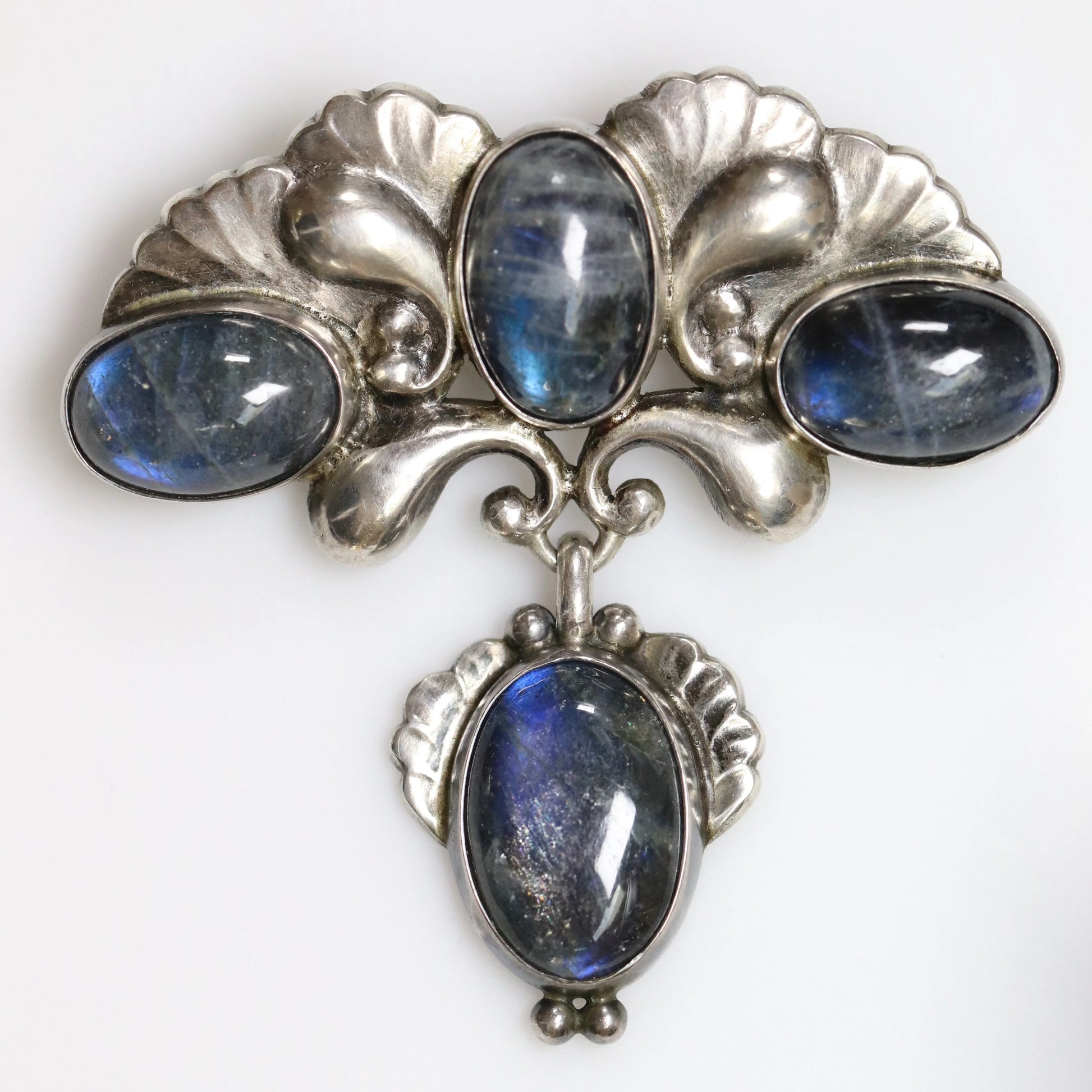 Georg Jensen Jewelry | Labradorite Art Nouveau Silver Vintage Brooch 152 - Carmel Fine Silver Jewelry