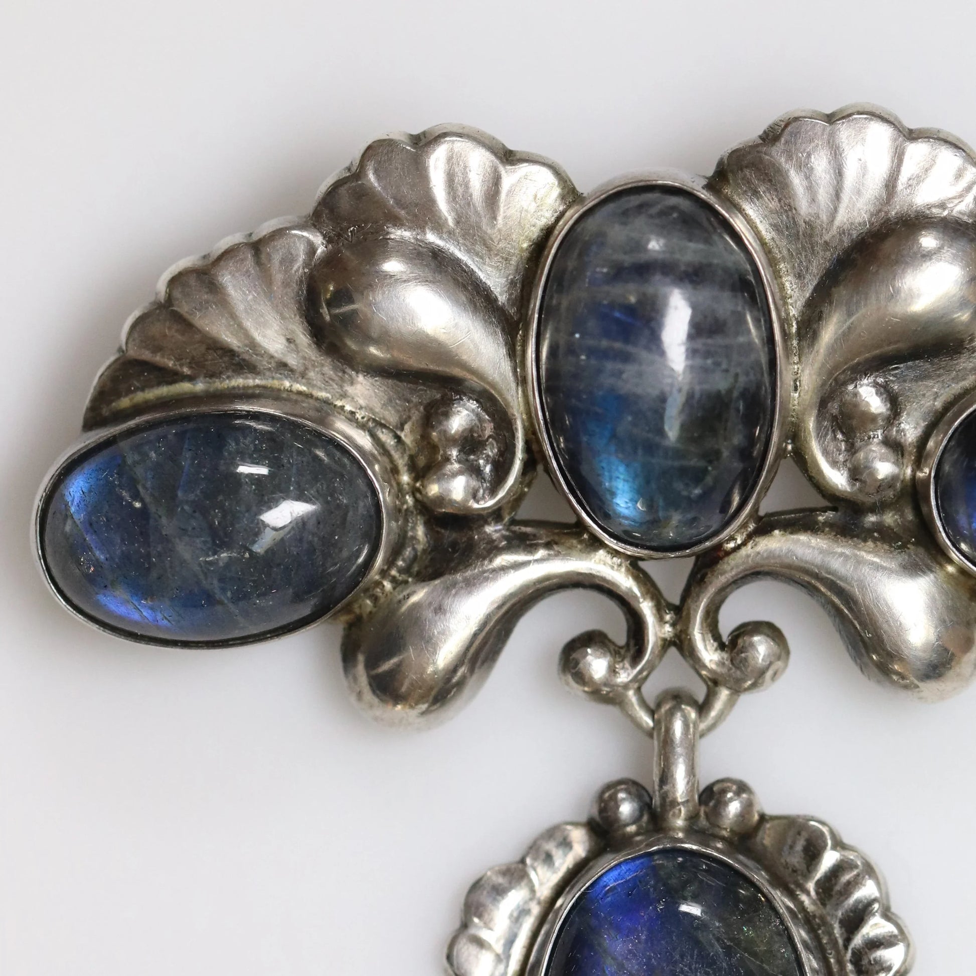 Georg Jensen Jewelry | Labradorite Art Nouveau Silver Vintage Brooch 152 - Carmel Fine Silver Jewelry