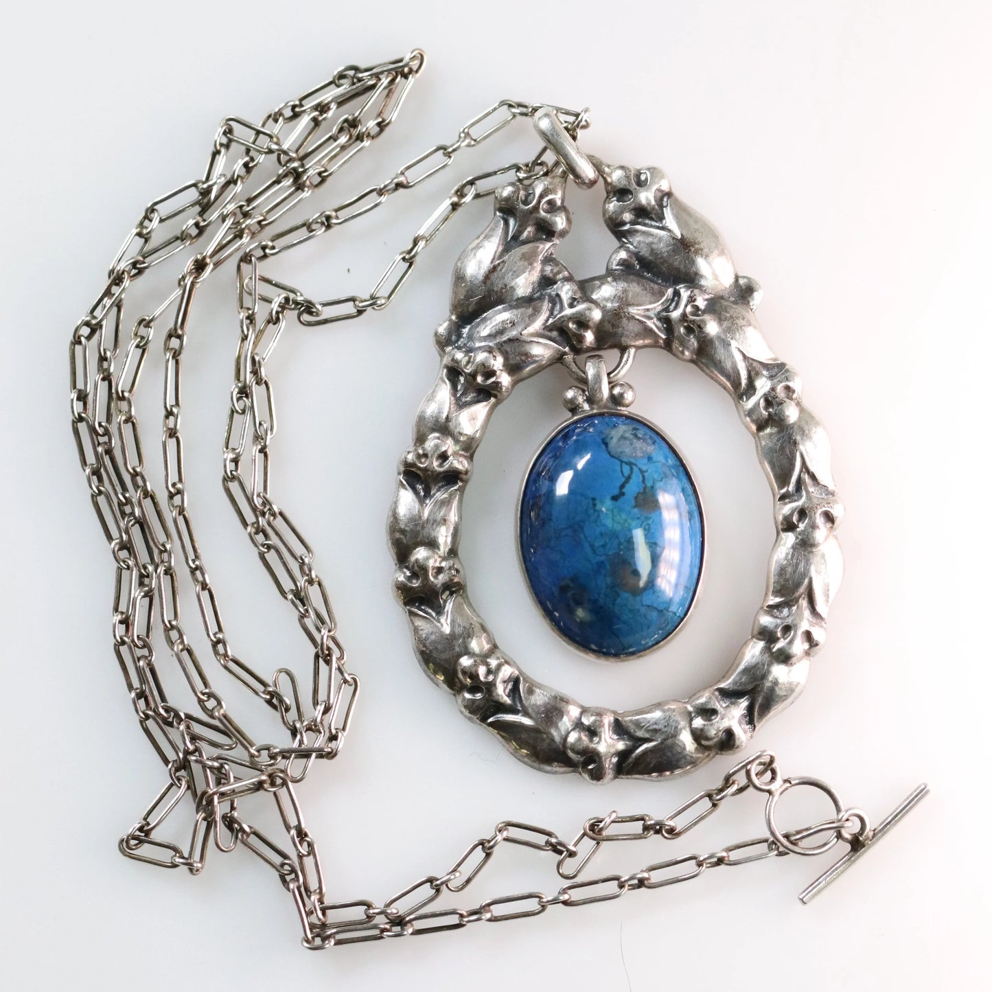 Georg Jensen Jewelry | Lapis Lazuli Art Nouveau Silver Vintage Necklace Pendant 20 - Carmel Fine Silver Jewelry