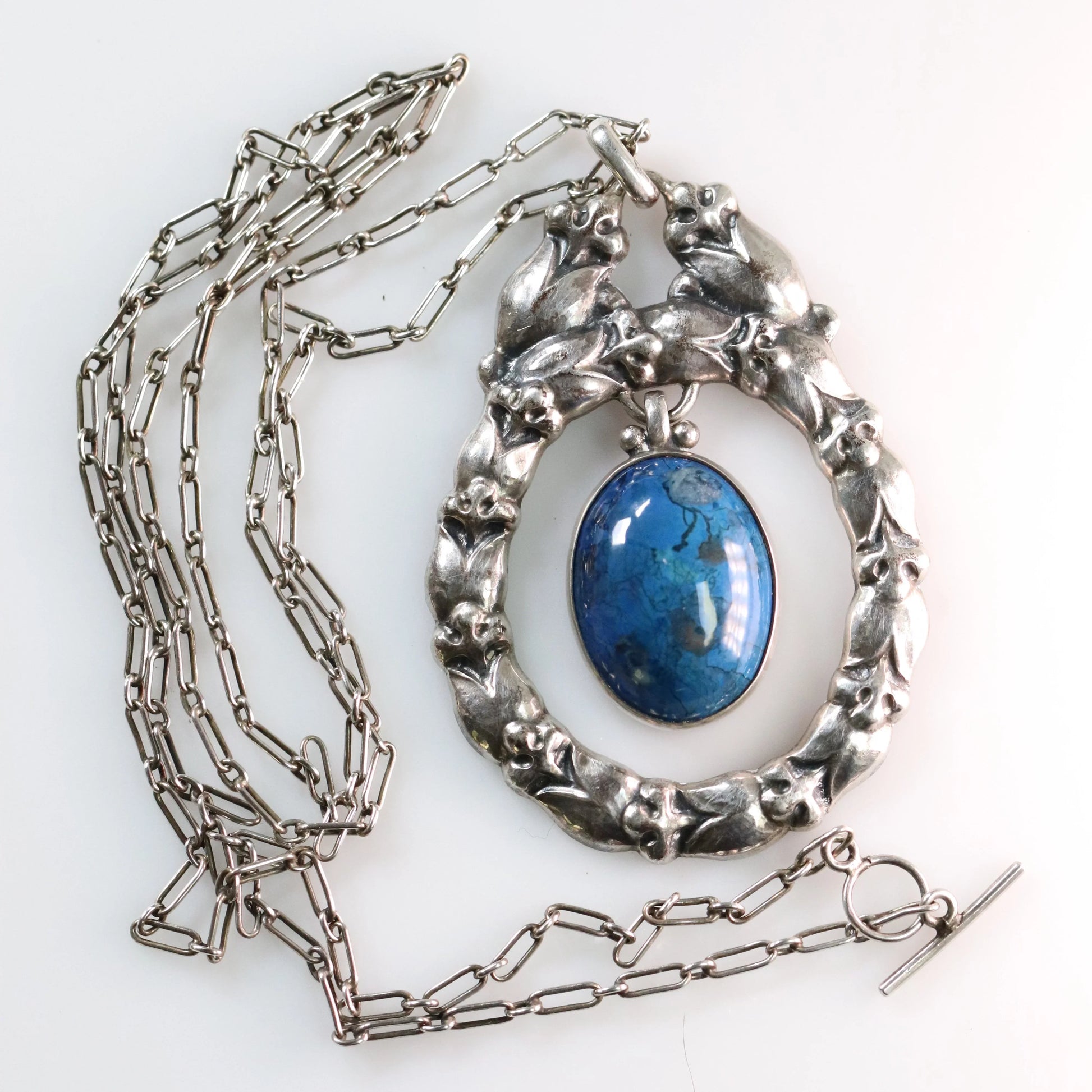 Georg Jensen Jewelry | Lapis Lazuli Art Nouveau Silver Vintage Necklace Pendant 20 - Carmel Fine Silver Jewelry