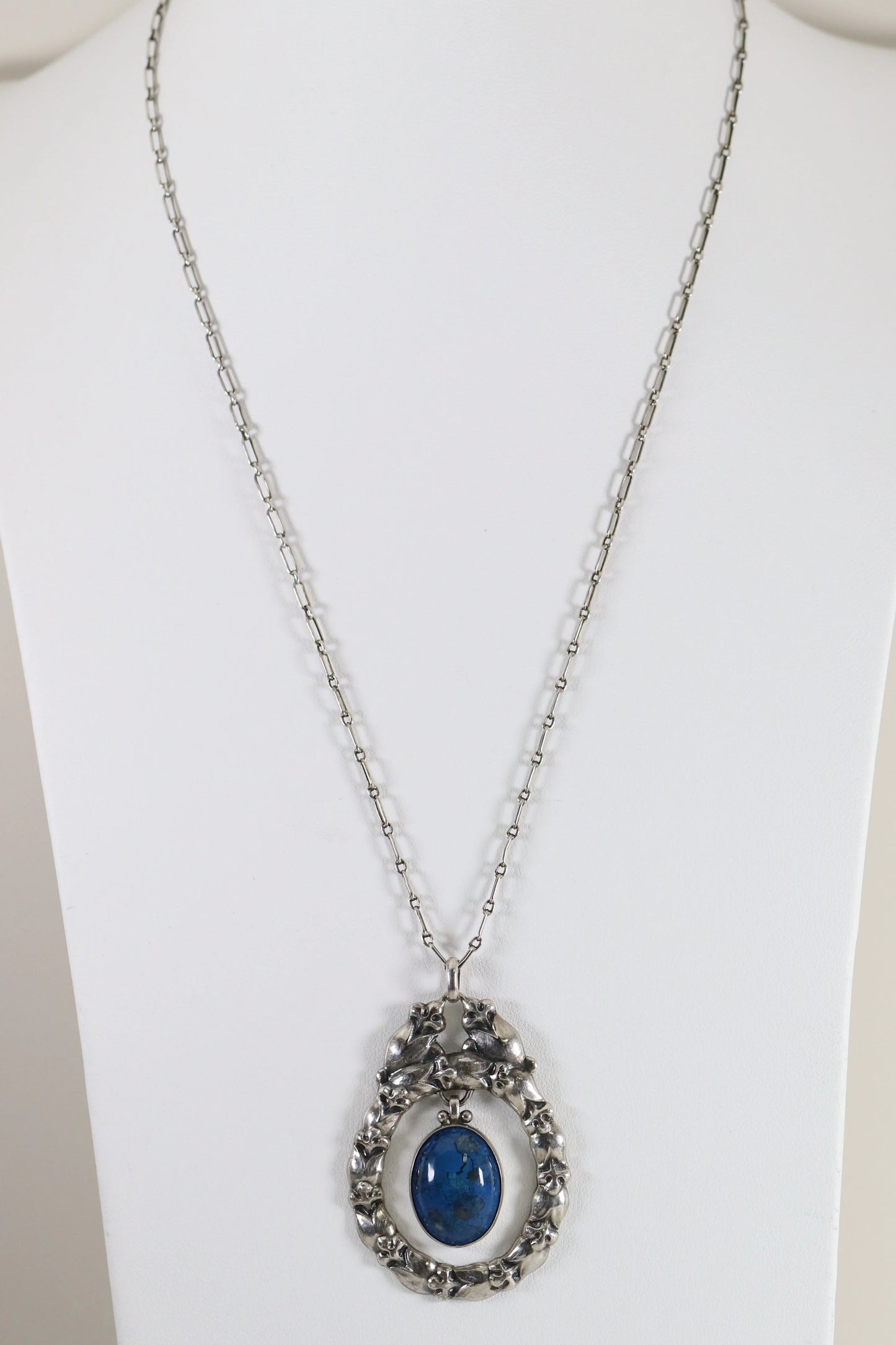 Georg Jensen Jewelry | Lapis Lazuli Art Nouveau Silver Vintage Necklace Pendant 20 - Carmel Fine Silver Jewelry