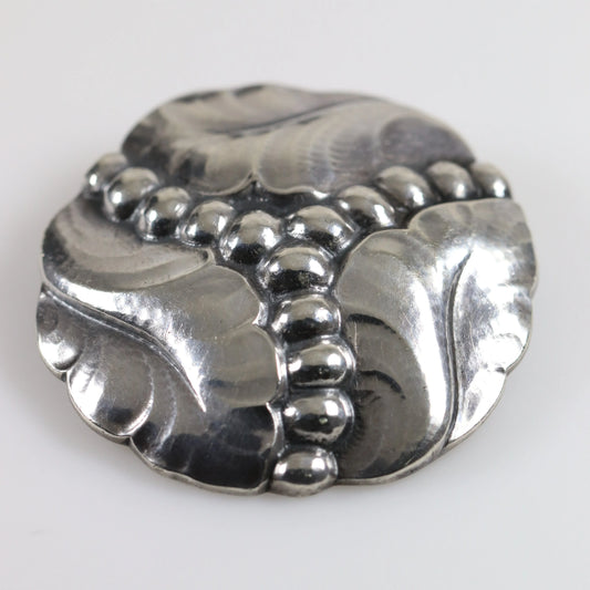 Georg Jensen Jewelry | Large Grape Art Nouveau Silver Vintage Brooch 82C - Carmel Fine Silver Jewelry