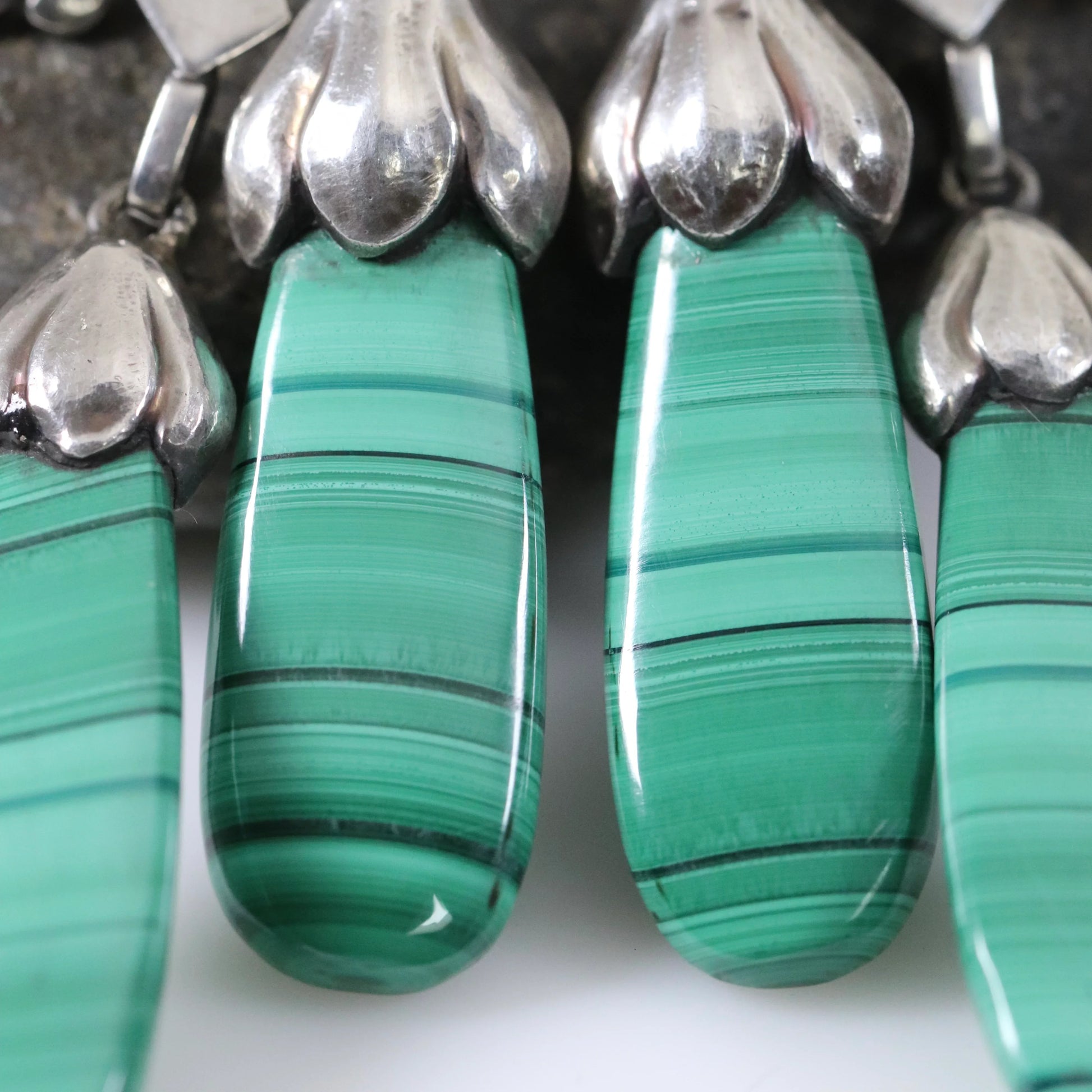 Georg Jensen Jewelry | Malachite Art Nouveau Master Silver Vintage Brooch 22 - Carmel Fine Silver Jewelry