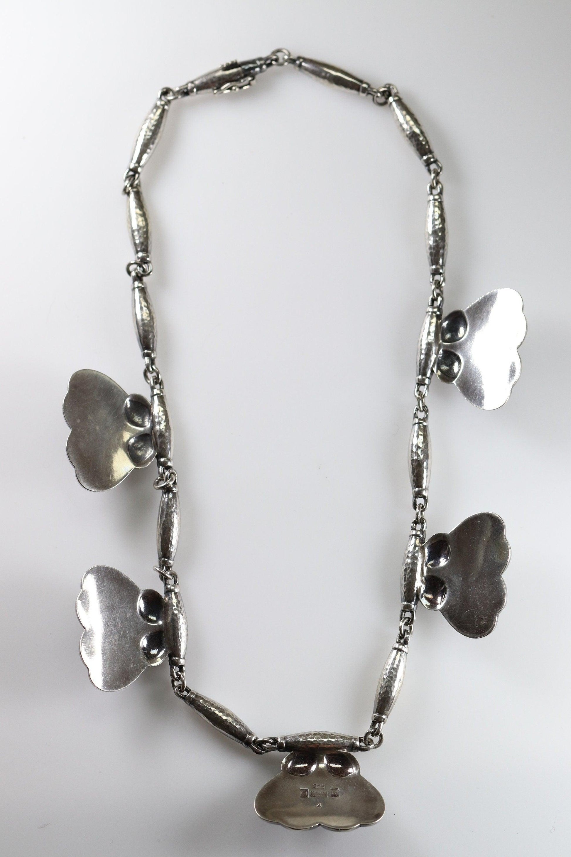 Georg Jensen Jewelry | Malachite Torpedo Art Nouveau Silver Vintage Necklace 4 - Carmel Fine Silver Jewelry