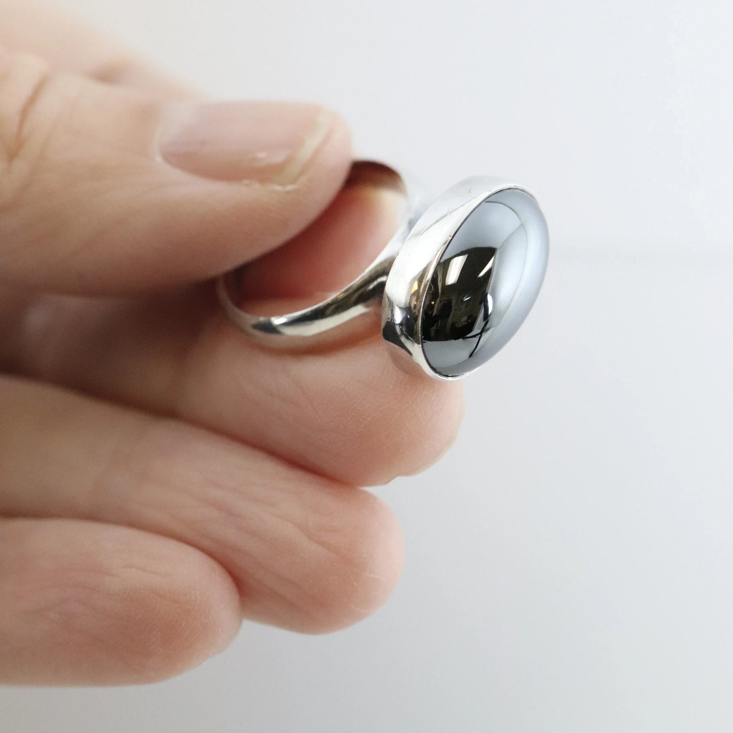 Georg Jensen Jewelry | Modernist Hematite Ring 123B - Carmel Fine Silver Jewelry