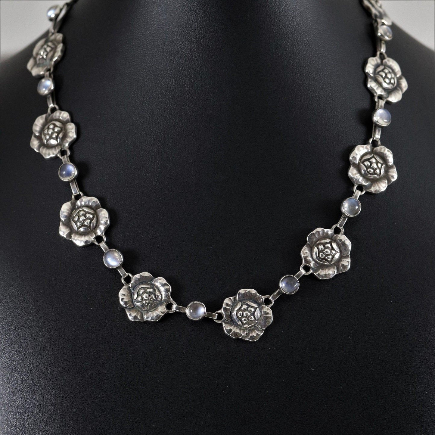 Georg Jensen Jewelry | Moonstone Art Nouveau Silver Vintage Necklace 5 - Carmel Fine Silver Jewelry