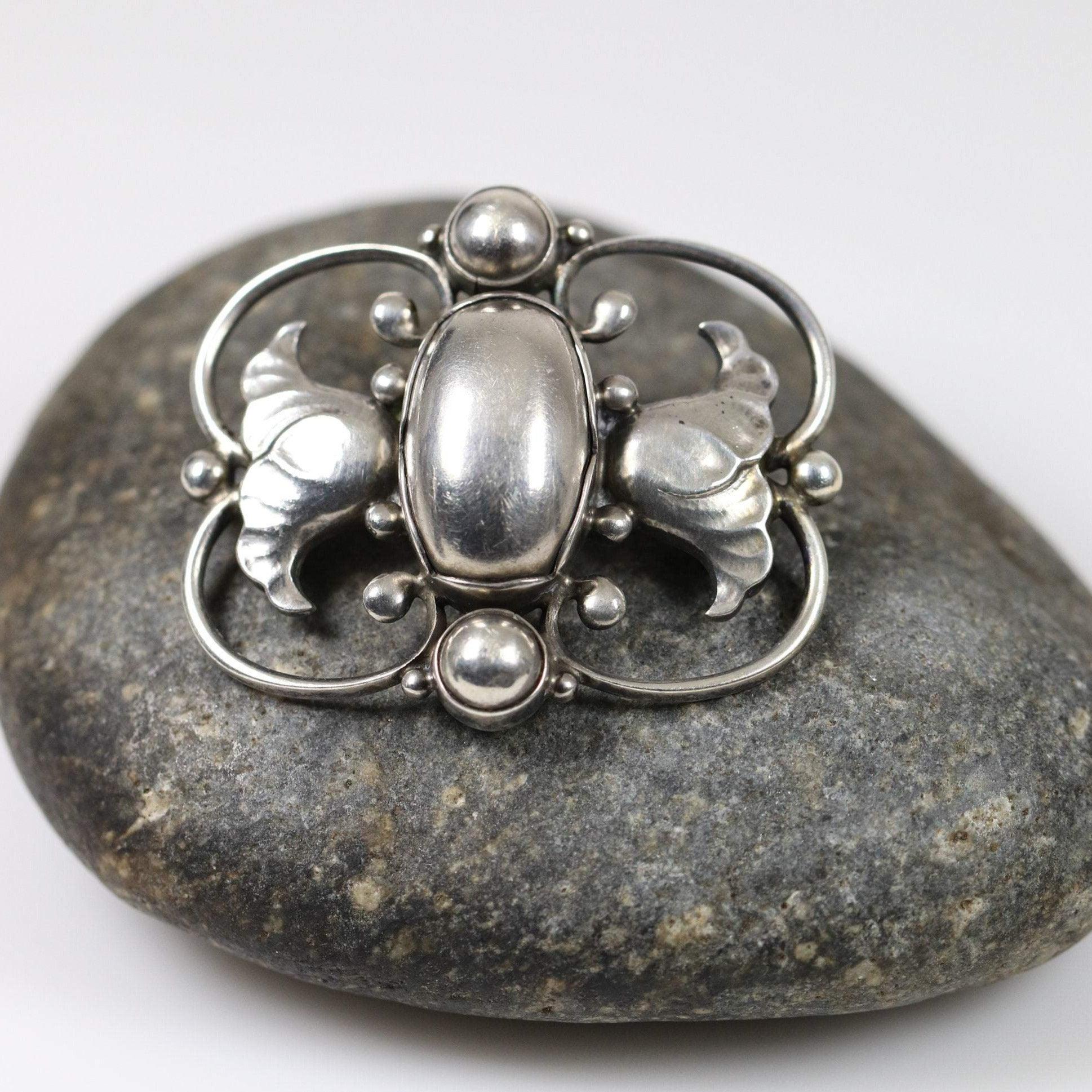 Georg Jensen Jewelry | Ornate Art Nouveau Silver Vintage Brooch 236 - Carmel Fine Silver Jewelry