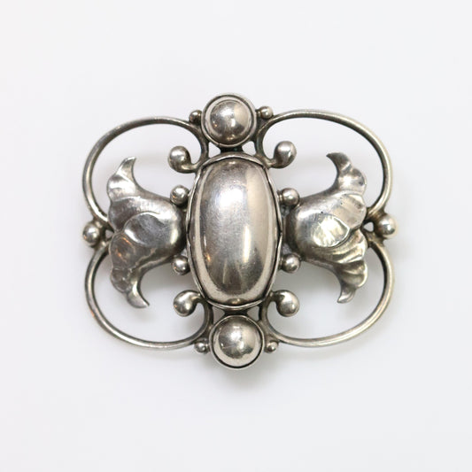 Georg Jensen Jewelry | Ornate Art Nouveau Silver Vintage Brooch 236 - Carmel FSJ