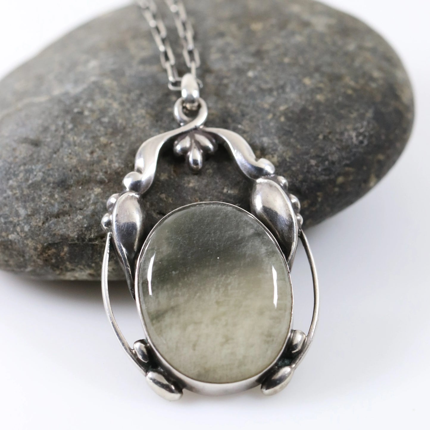 Georg Jensen Jewelry | Quartz Art Nouveau Silver Vintage Necklace Pendant 49 - Carmel Fine Silver Jewelry