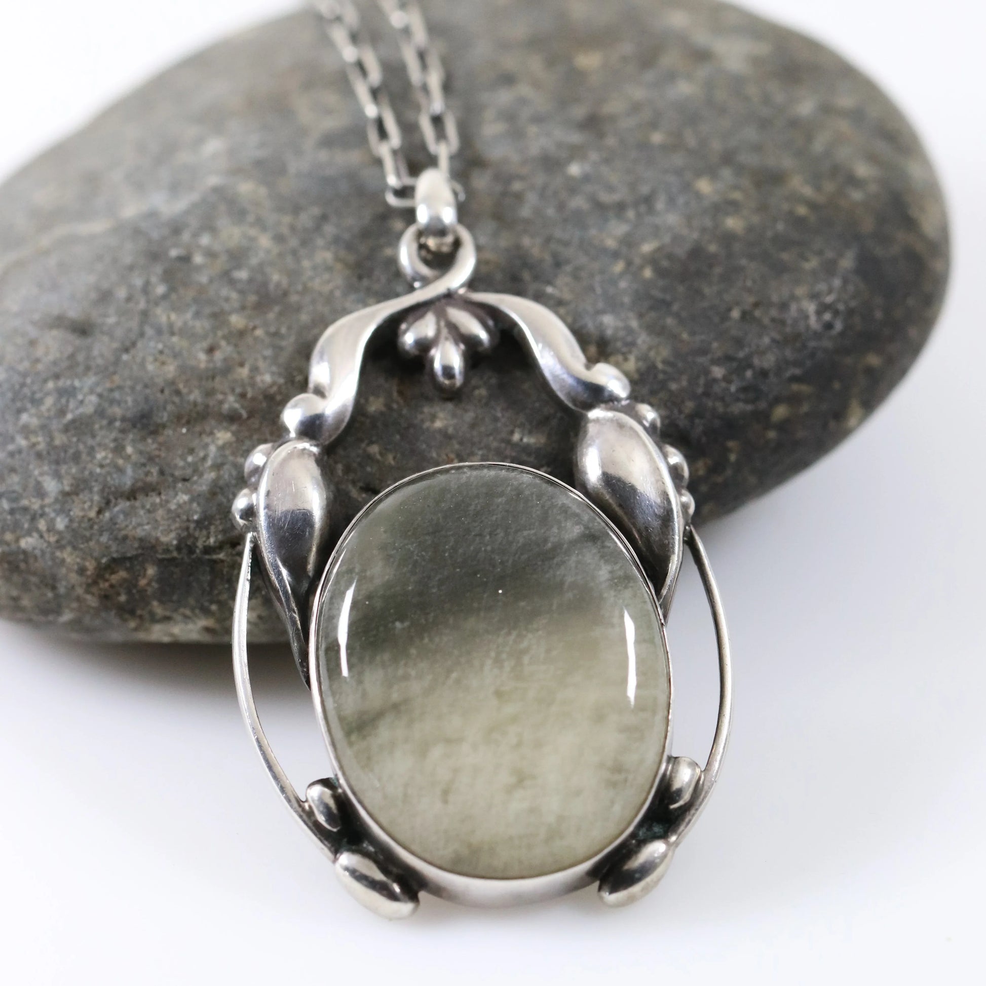 Georg Jensen Jewelry | Quartz Art Nouveau Silver Vintage Necklace Pendant 49 - Carmel Fine Silver Jewelry