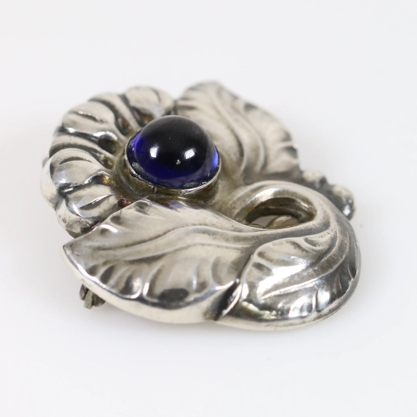 Georg Jensen Jewelry | Sapphire Floral Art Nouveau Silver Vintage Brooch 71 - Carmel Fine Silver Jewelry