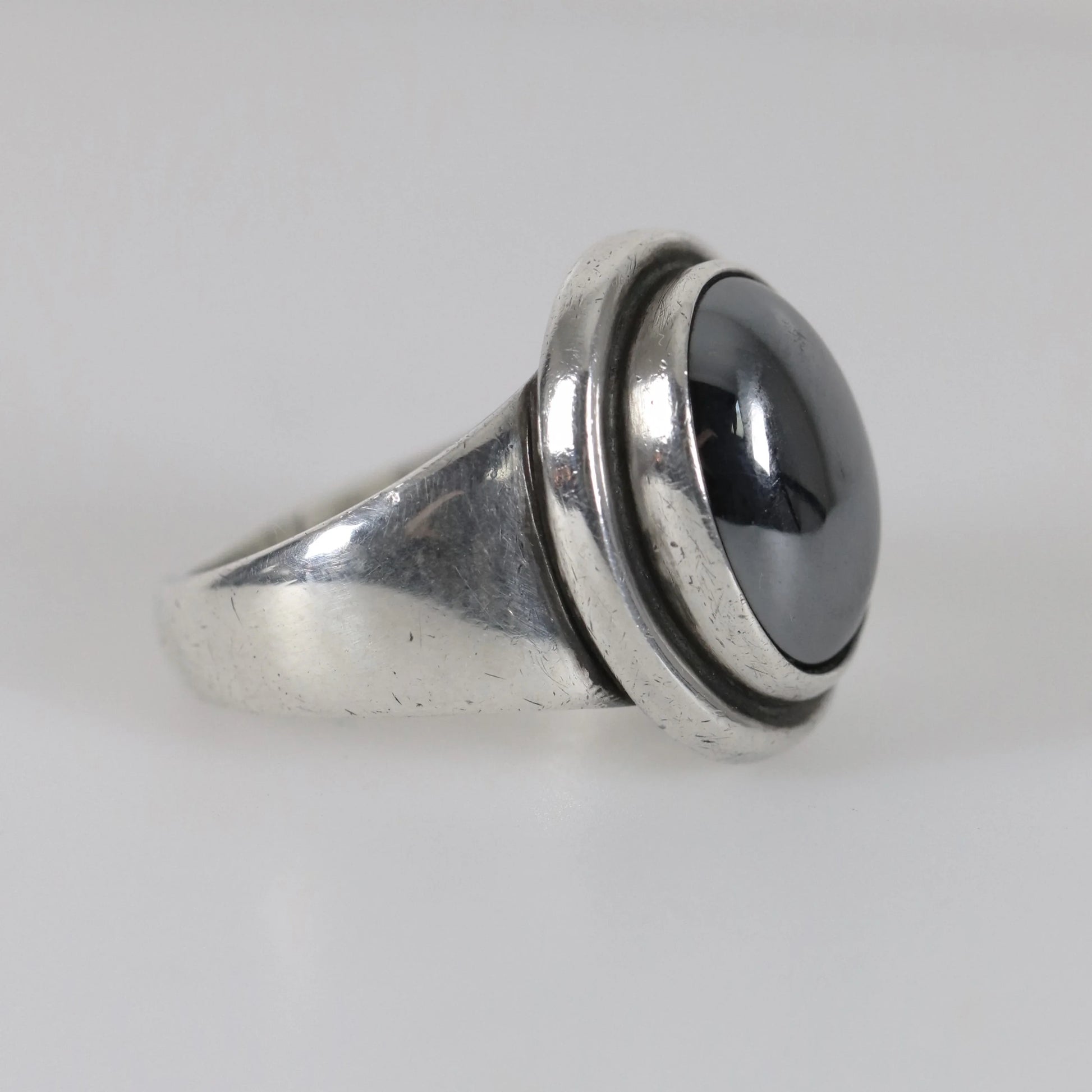 Georg Jensen Vintage Jewelry | Harald Nielsen Art Deco Hematite Ring 46B Denmark - Carmel Fine Silver Jewelry