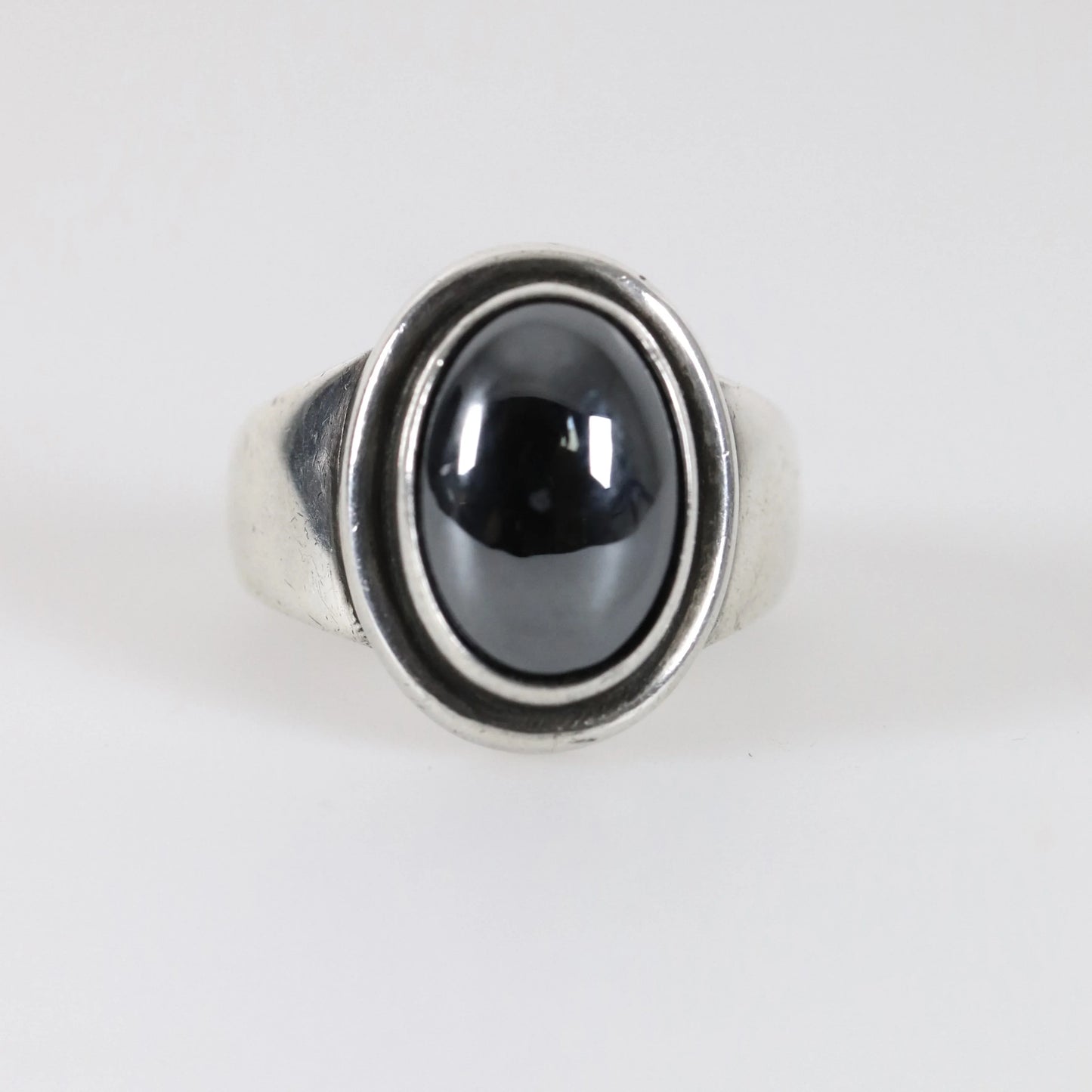 Georg Jensen Vintage Jewelry | Harald Nielsen Art Deco Hematite Ring 46B Denmark - Carmel Fine Silver Jewelry