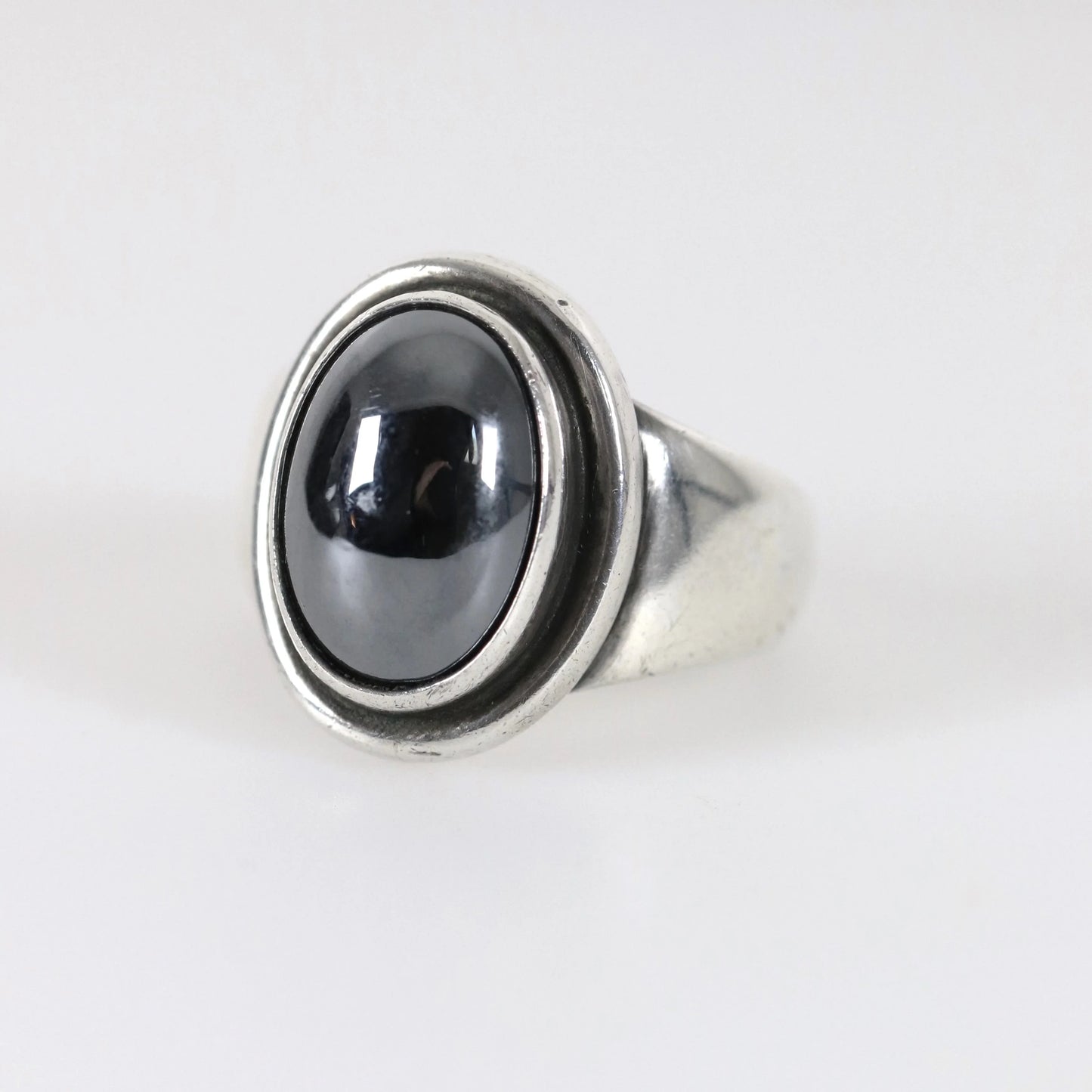 Georg Jensen Vintage Jewelry | Harald Nielsen Art Deco Hematite Ring 46B Denmark - Carmel Fine Silver Jewelry