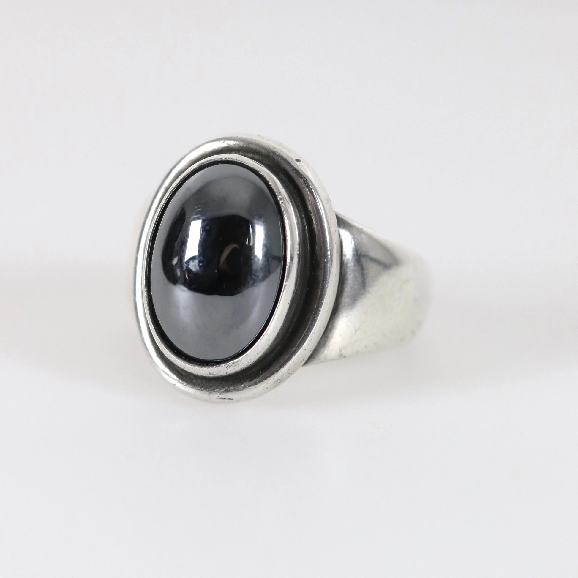 Georg Jensen Vintage Jewelry | Harald Nielsen Art Deco Hematite Ring 46B Denmark - Carmel Fine Silver Jewelry