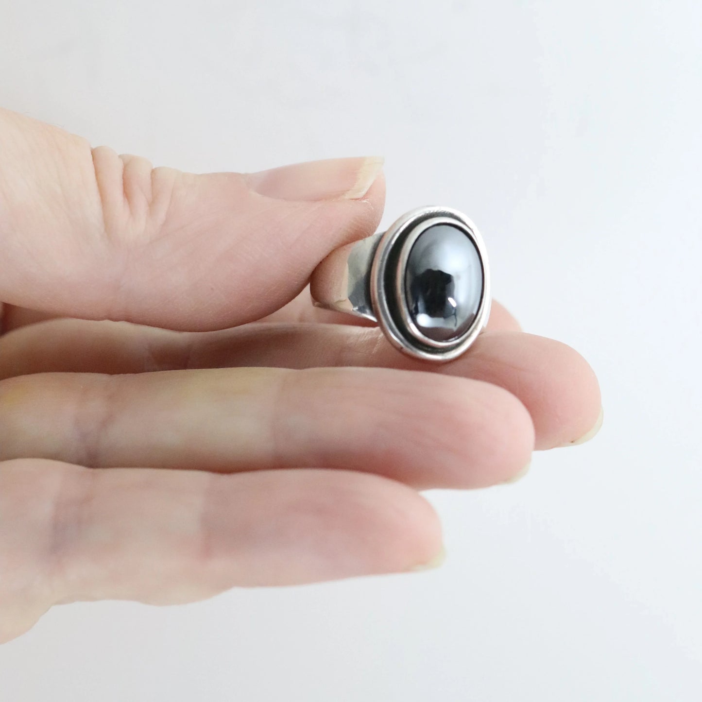Georg Jensen Vintage Jewelry | Harald Nielsen Art Deco Hematite Ring 46B Denmark - Carmel Fine Silver Jewelry