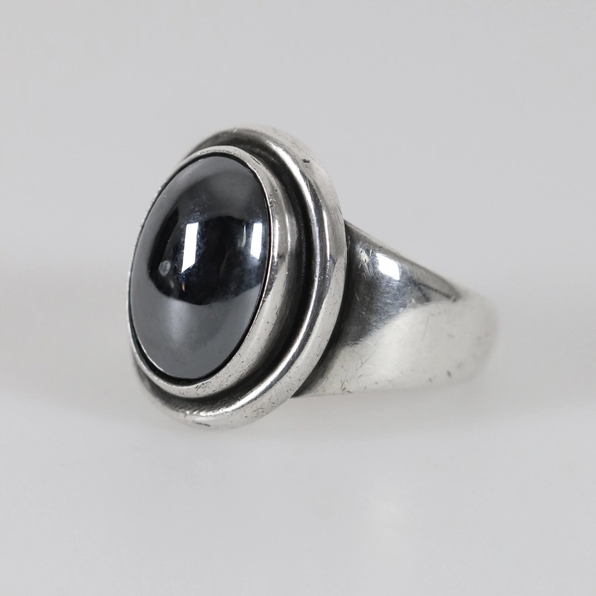 Georg Jensen Vintage Jewelry | Harald Nielsen Art Deco Hematite Ring 46B Denmark - Carmel Fine Silver Jewelry