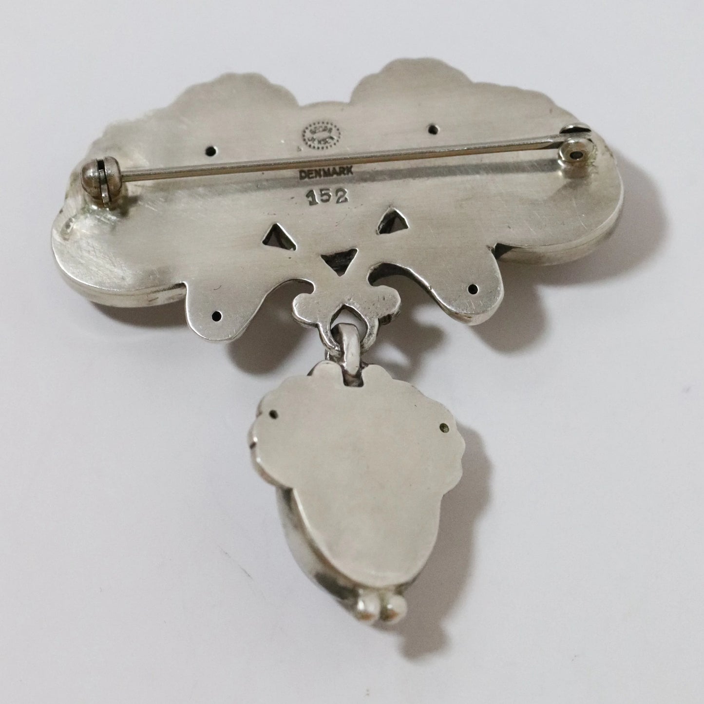 Georg Jensen silver brooch, marked Denmark, vintage Scandinavian jewelry