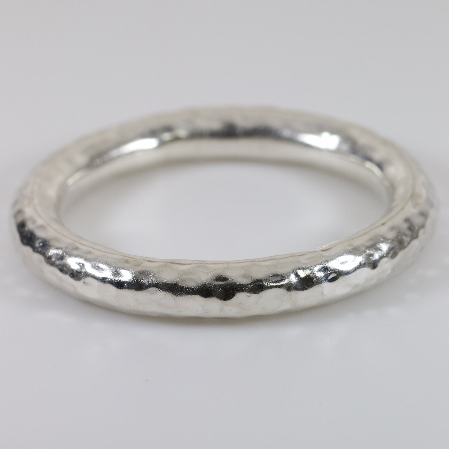 Chunky Modernist Bangle  | Vintage Sterling Silver | Hammered Bracelet