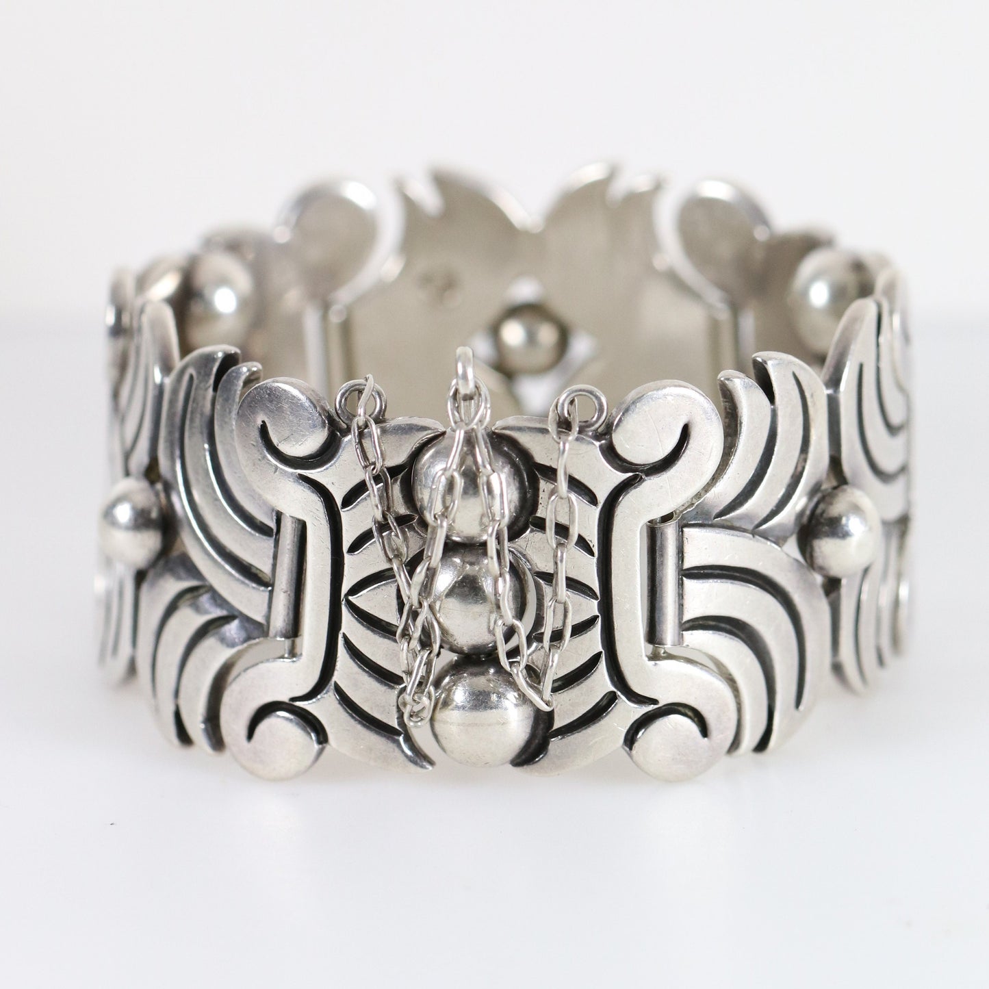 Taxco Hector Aguilar Aztec Panel Bracelet | Vintage Sterling Silver | Signed Mid Century Mexico