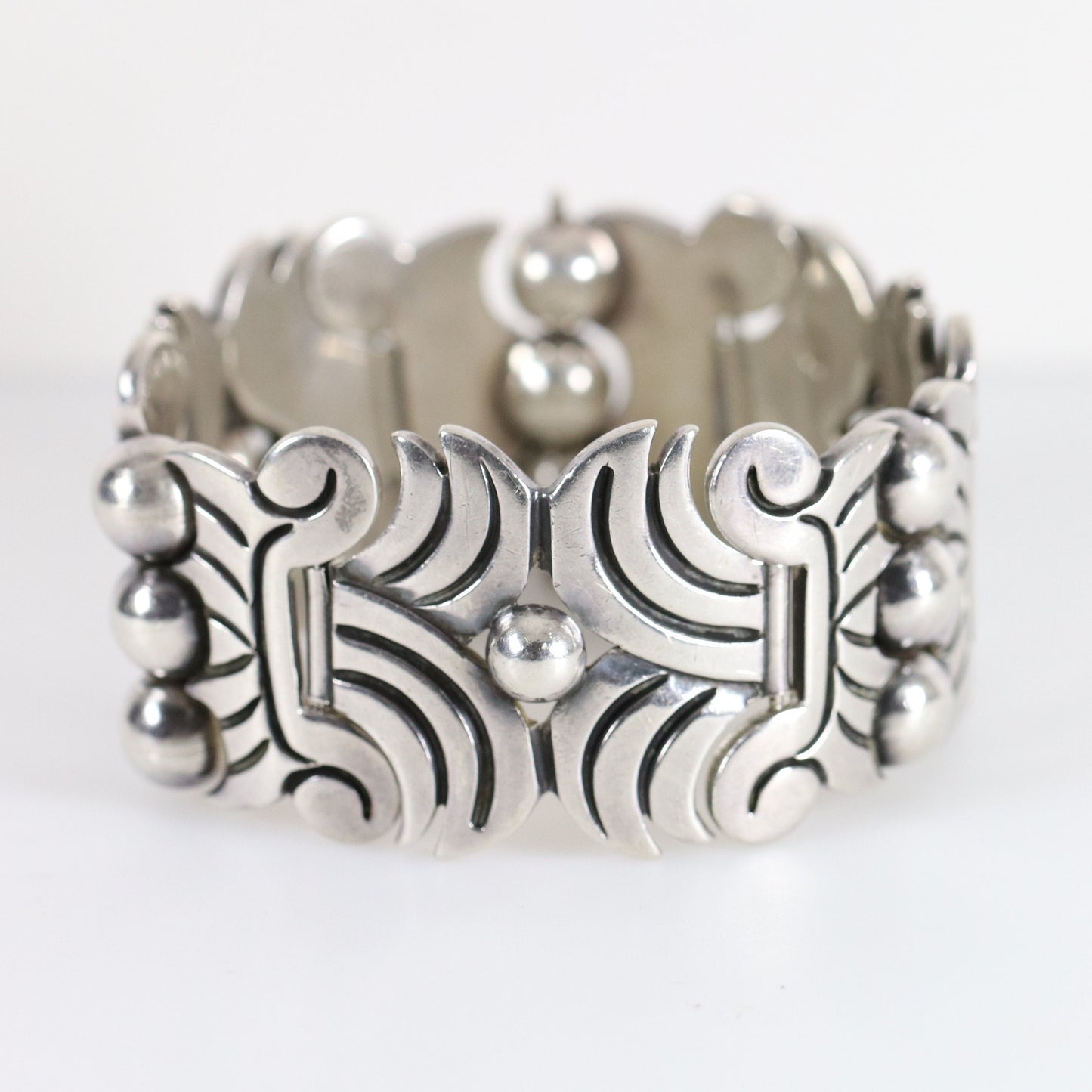 Taxco Hector Aguilar Aztec Panel Bracelet | Vintage Sterling Silver | Signed Mid Century Mexico