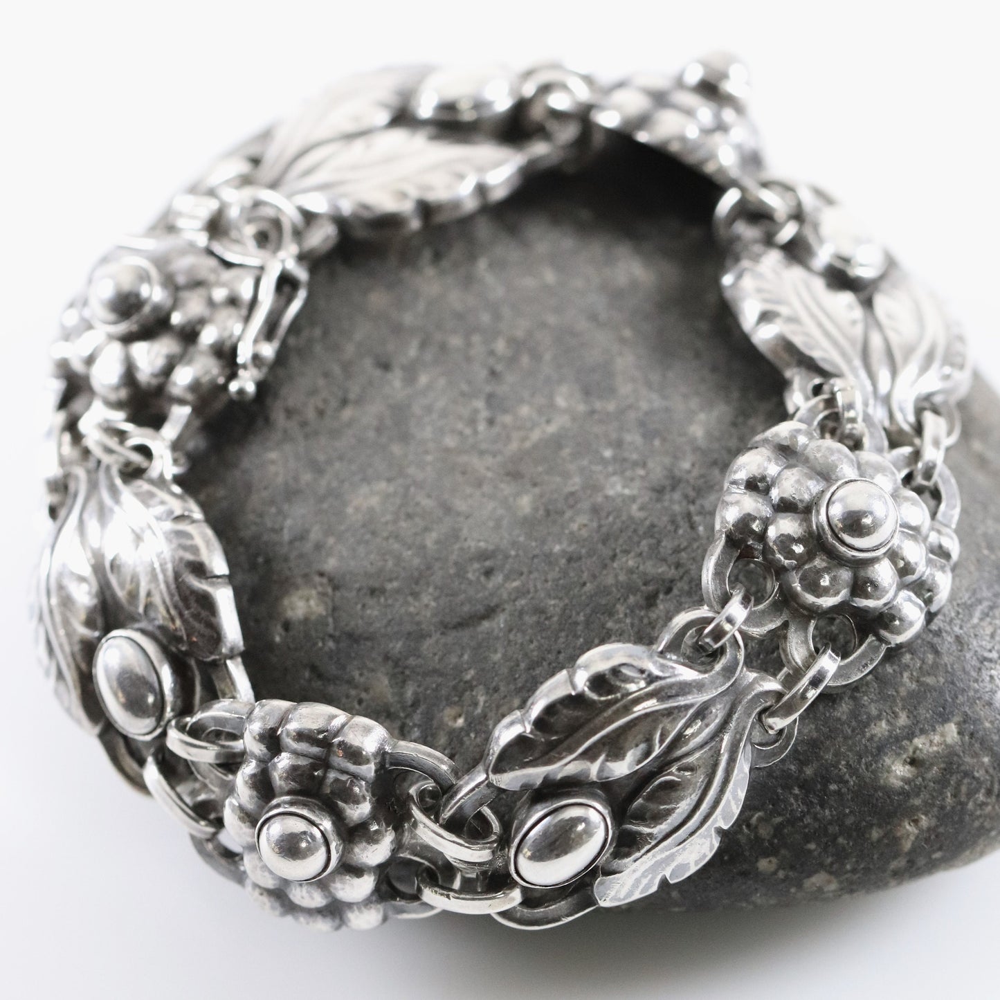 Georg Jensen Bracelet 3 | Vintage Sterling Silver | Silver Cabochon Art Nouveau Denmark