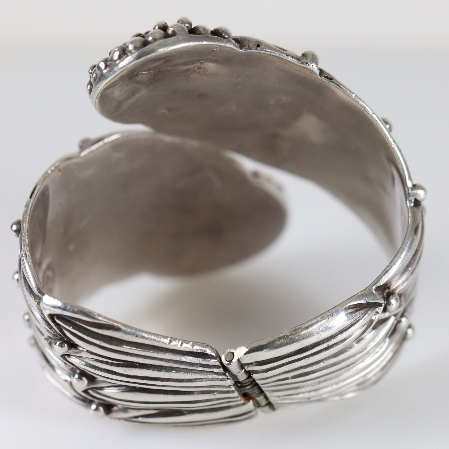 Margot de Taxco Foliate Berry Bangle | Vintage Sterling Silver | Spring Clamper Bracelet Taxco Mexico