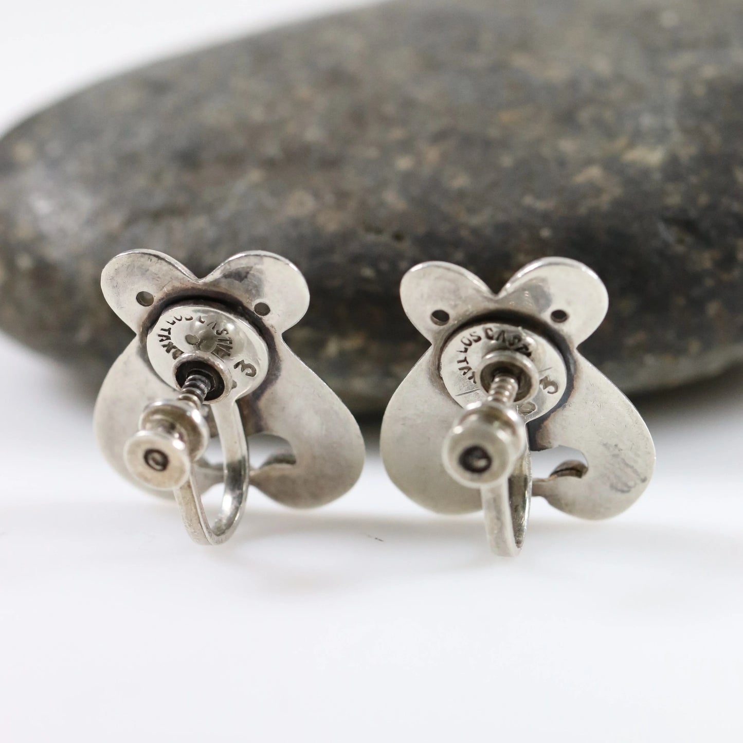 Los Castillo Screwback Earrings | Taxco Ornate Mid-Century | Vintage Sterling Silver Mexico - Carmel Fine Silver Jewelry