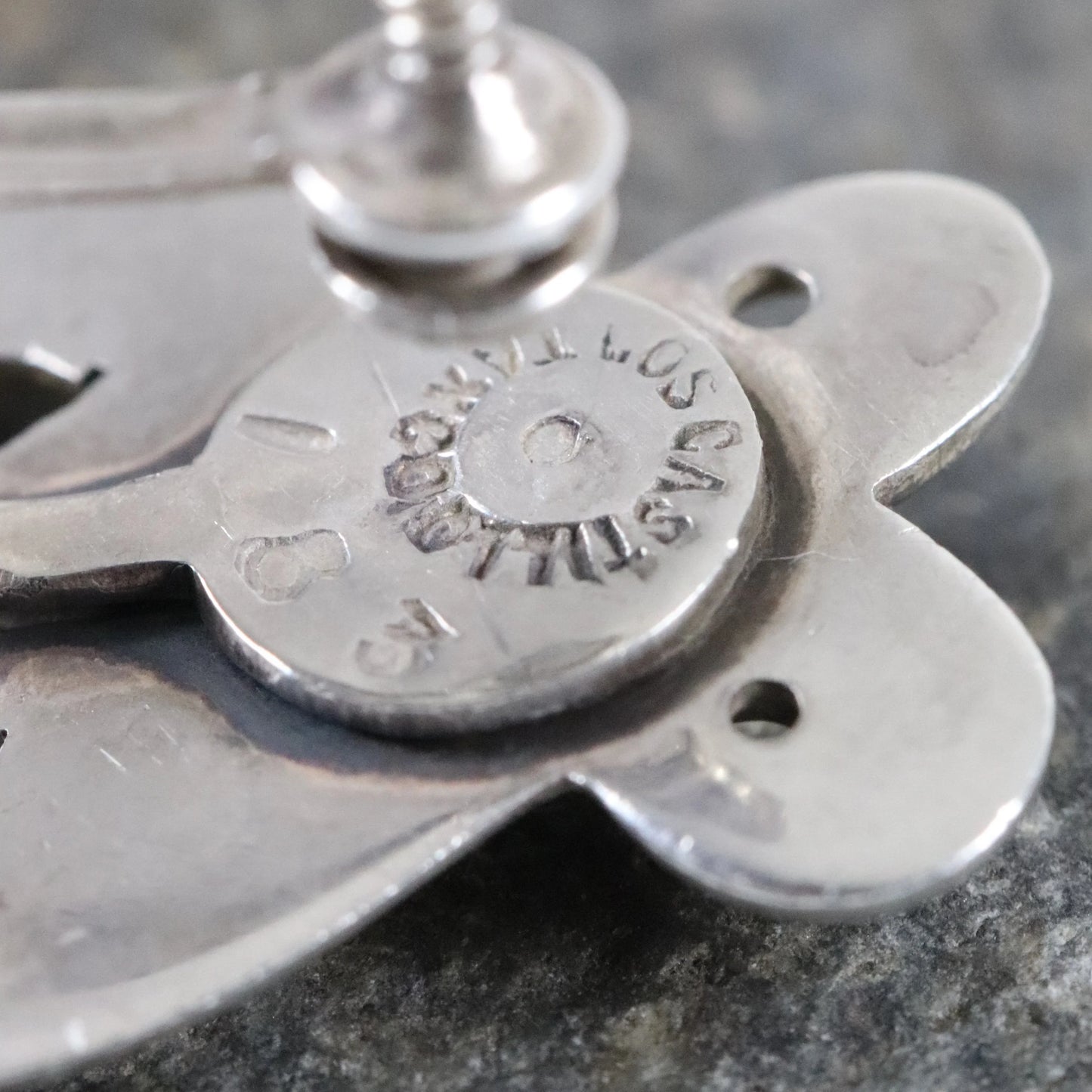 Los Castillo Screwback Earrings | Taxco Ornate Mid-Century | Vintage Sterling Silver Mexico - Carmel Fine Silver Jewelry