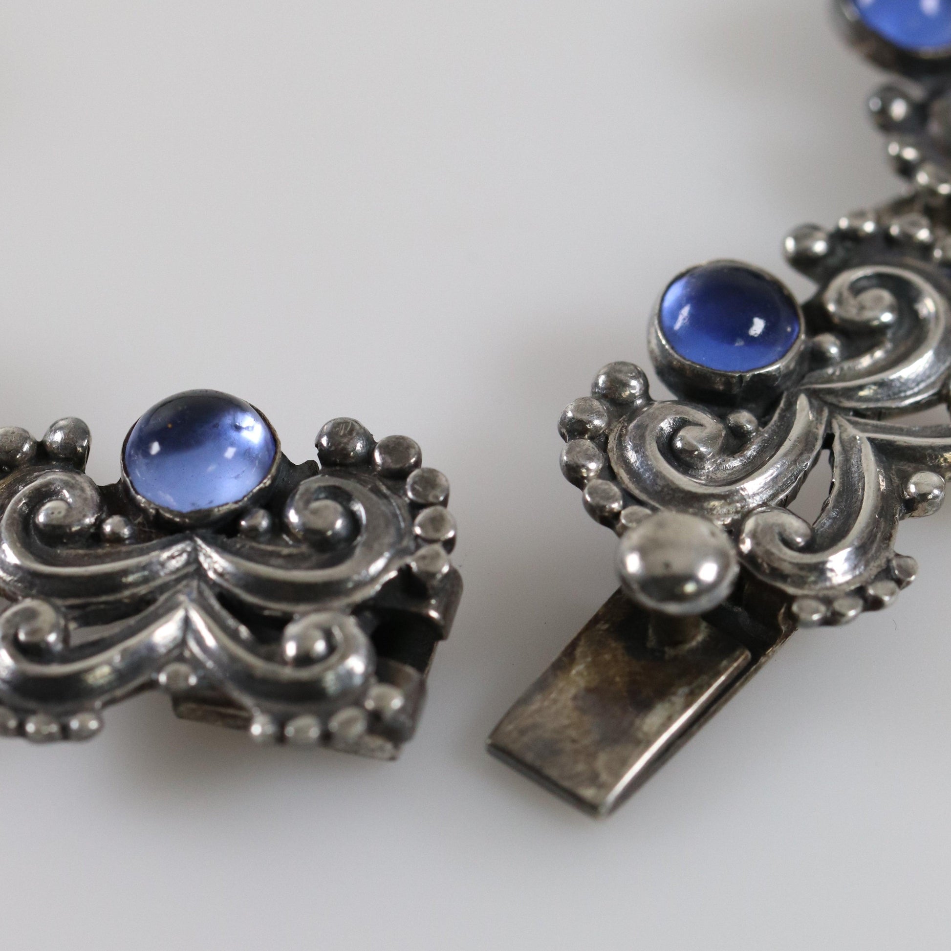 Margot de Taxco Jewelry Set | Cobalt Blue Neckllace, Bracelet and Earrings | Vintage Sterling Silver Mid-Century Taxco - Carmel Fine Silver Jewelry